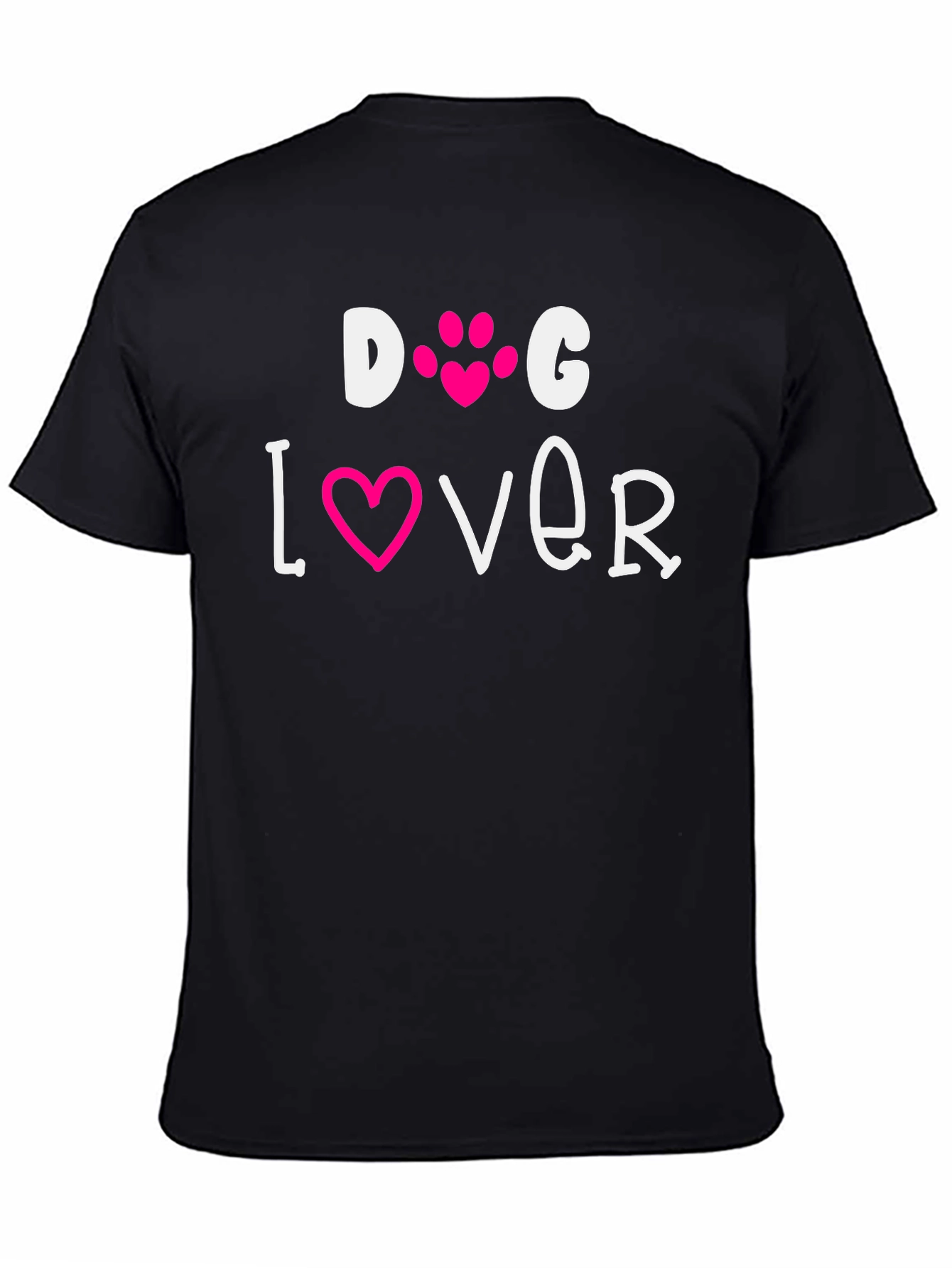 Black Dog Lover Tee - Pink Heart Paw Print view 4