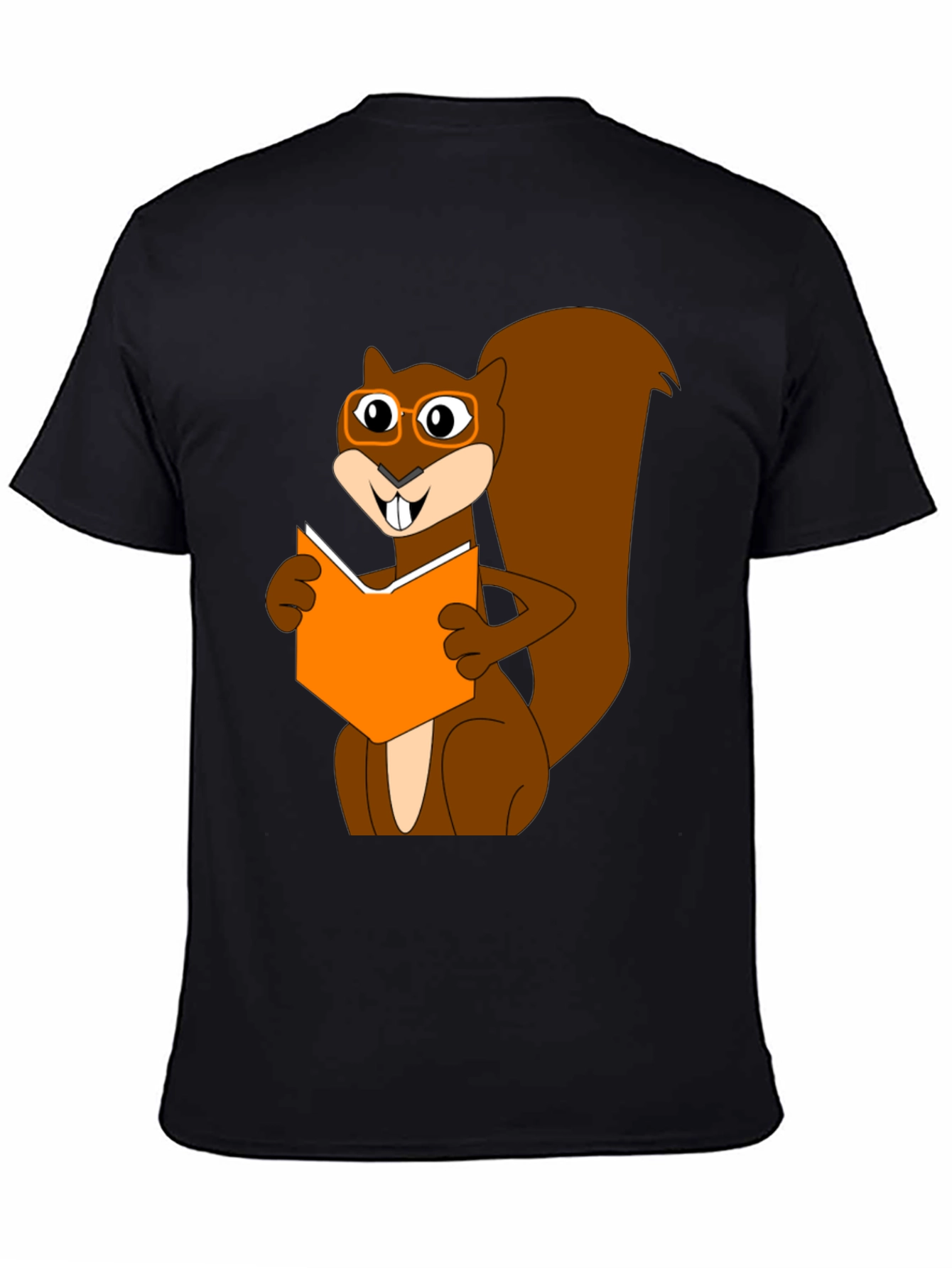 Black Bookworm Squirrel Graphic T-Shirt view 4