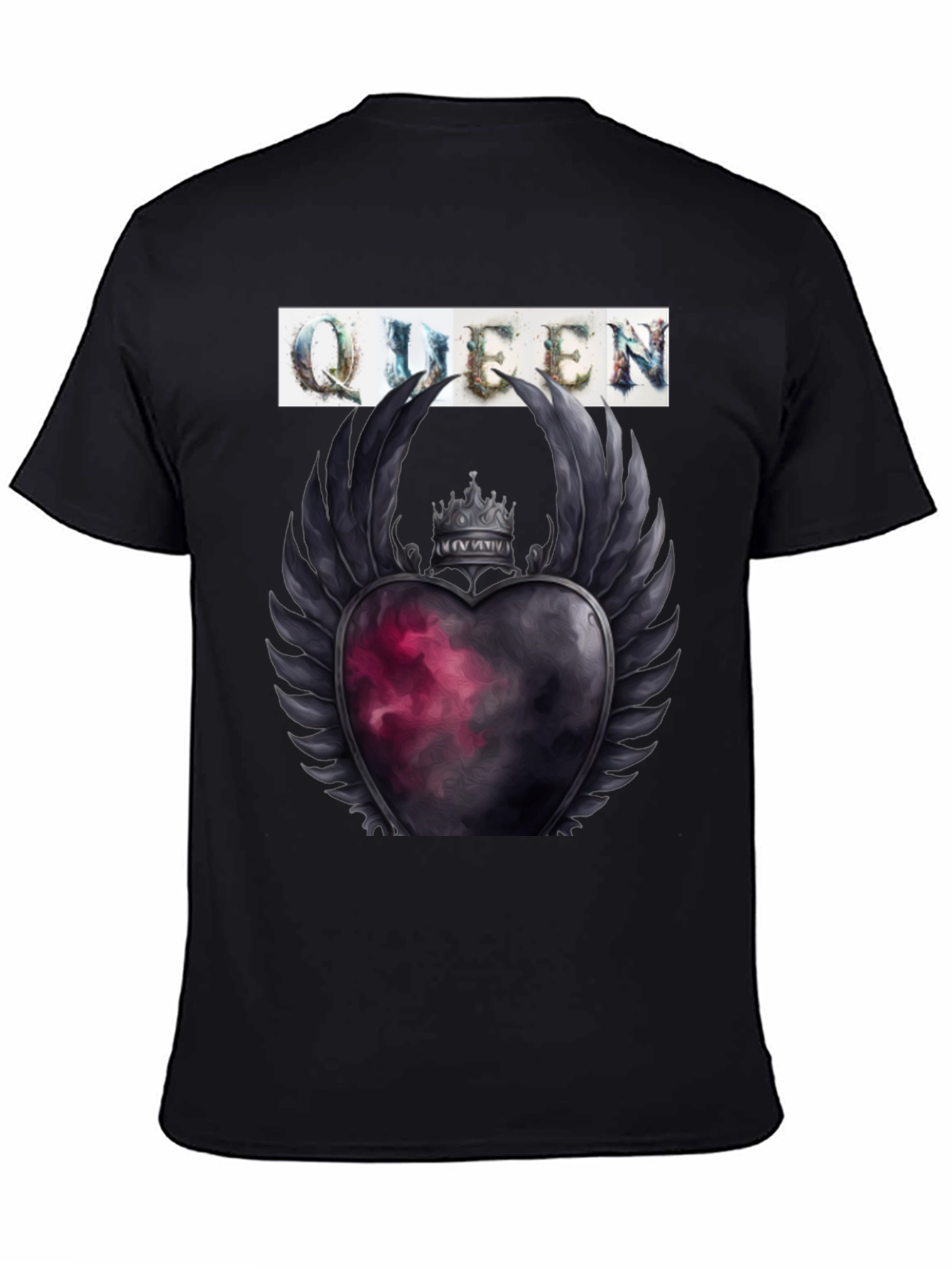 Black Queen Heart Crown Graphic Tee - Trendy Style view 4