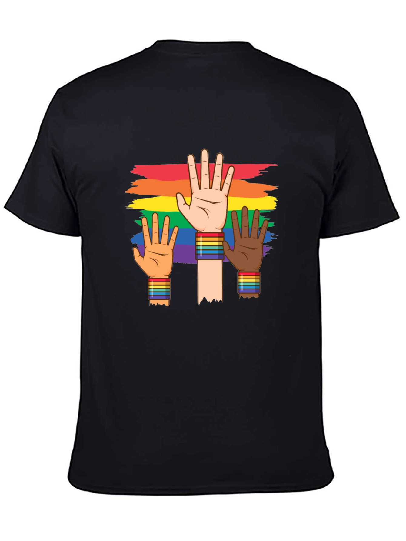 Black Pride Diversity T-Shirt: Rainbow Hands view 4