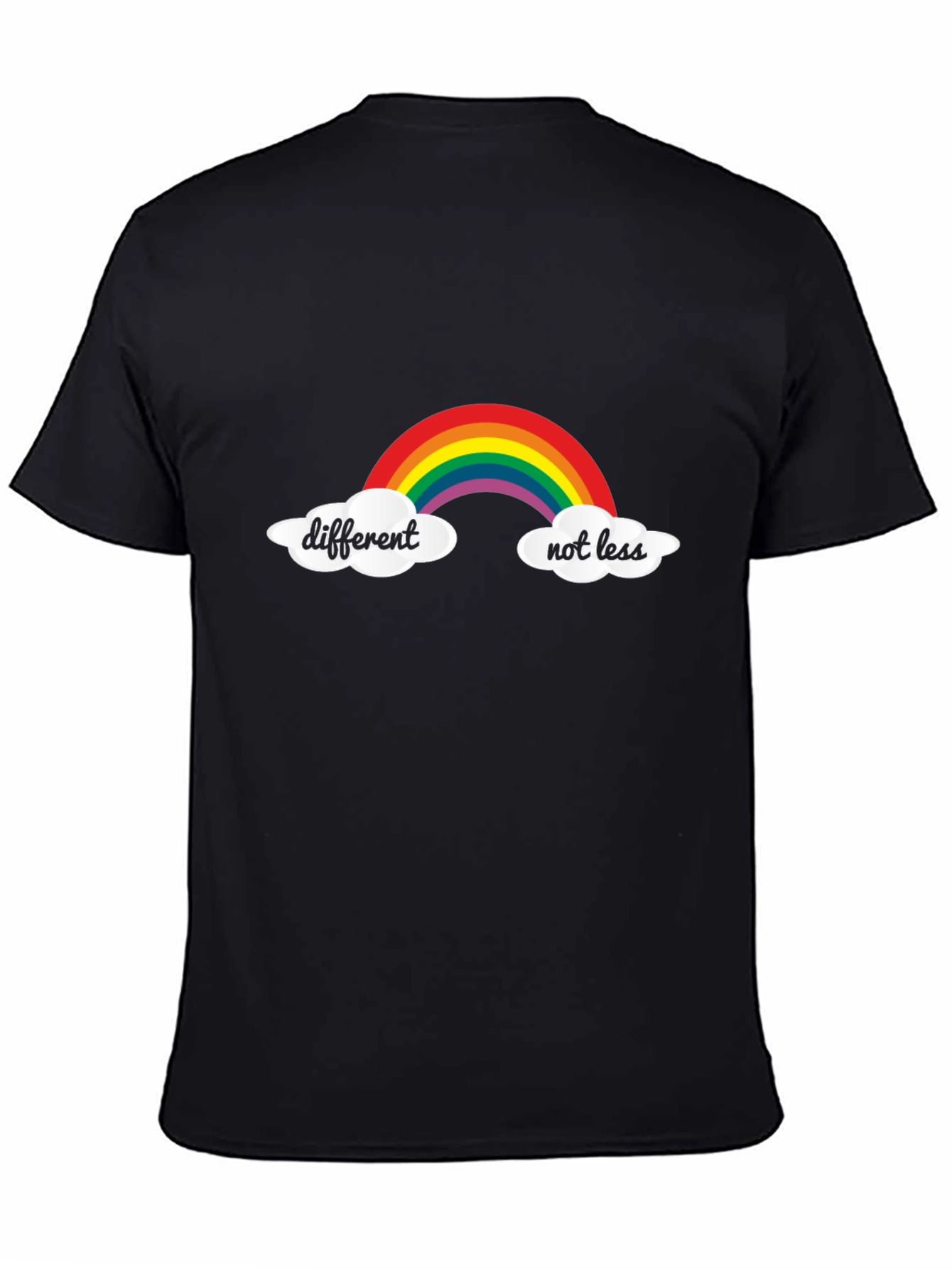 Black Different Not Less Rainbow T-Shirt - Black view 4