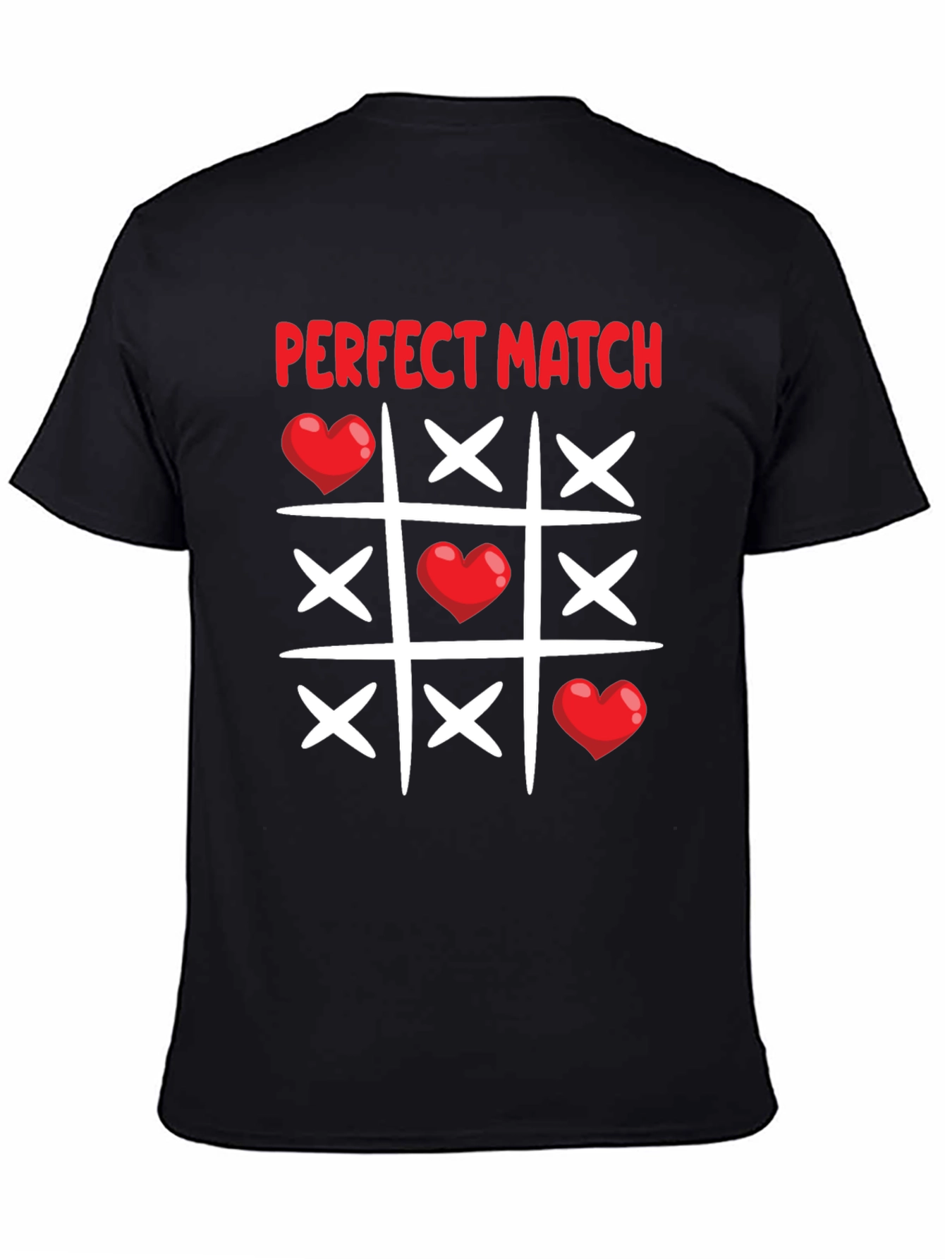 Black Perfect Match T-Shirt - Valentine's Day Tic-Tac-Toe Love Tee view 4