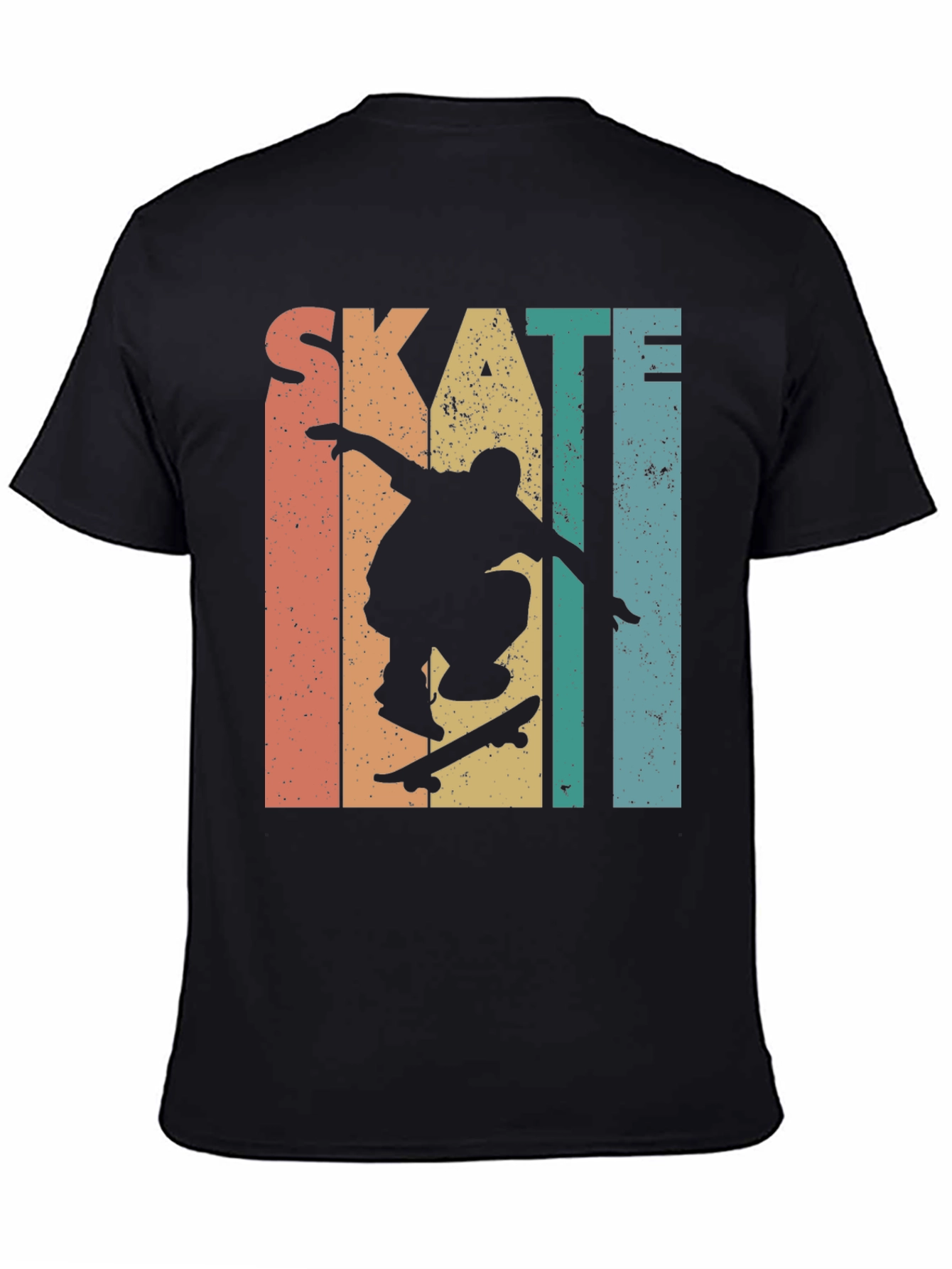 Black Skateboarding Retro Graphic Tee - Black view 4