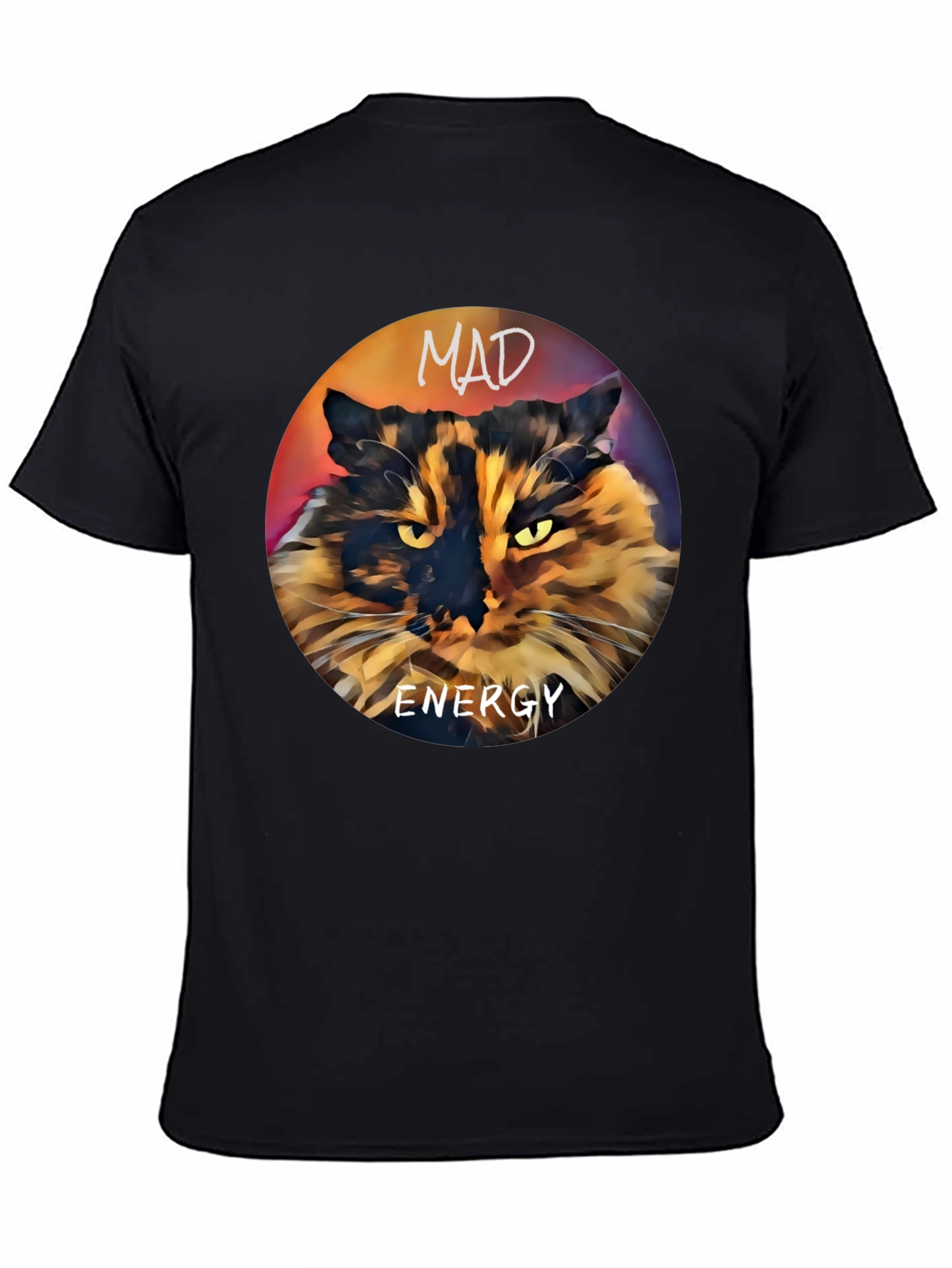 Black Mad Energy Cat Graphic T-Shirt view 4