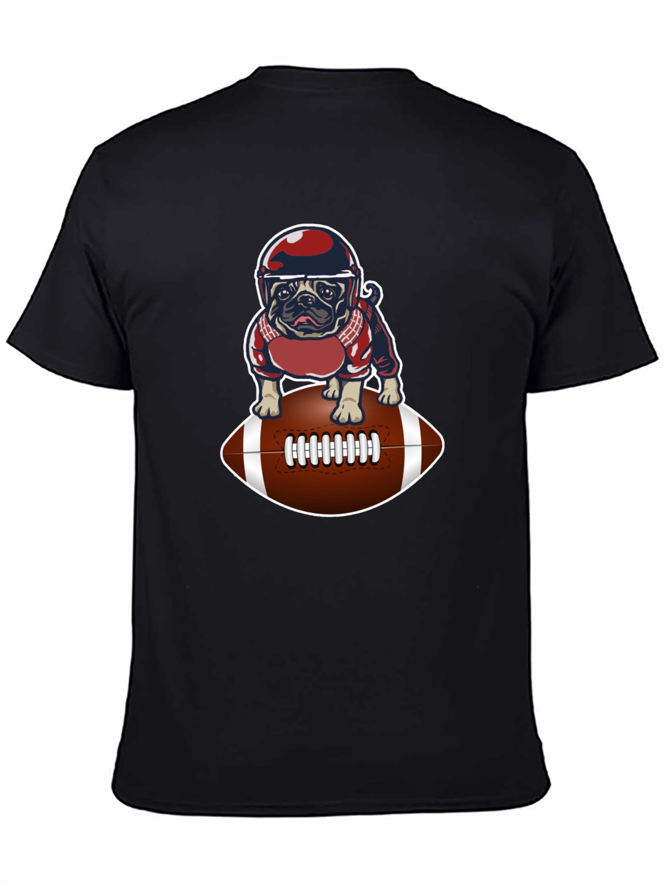 Black Football Pug Graphic T-Shirt view 4
