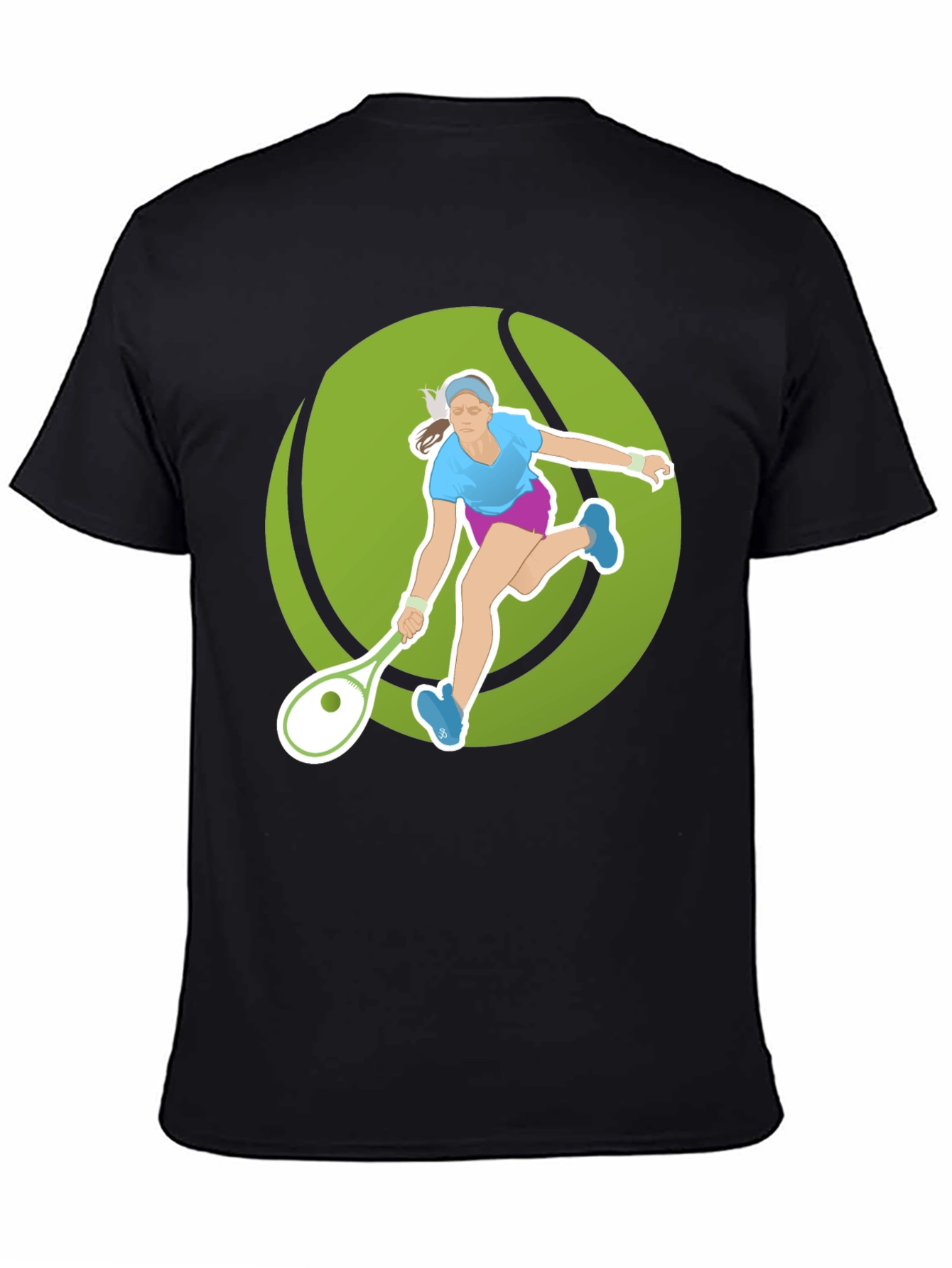 Black Tennis Player Graphic Tee - Black Cotton Blend view 4