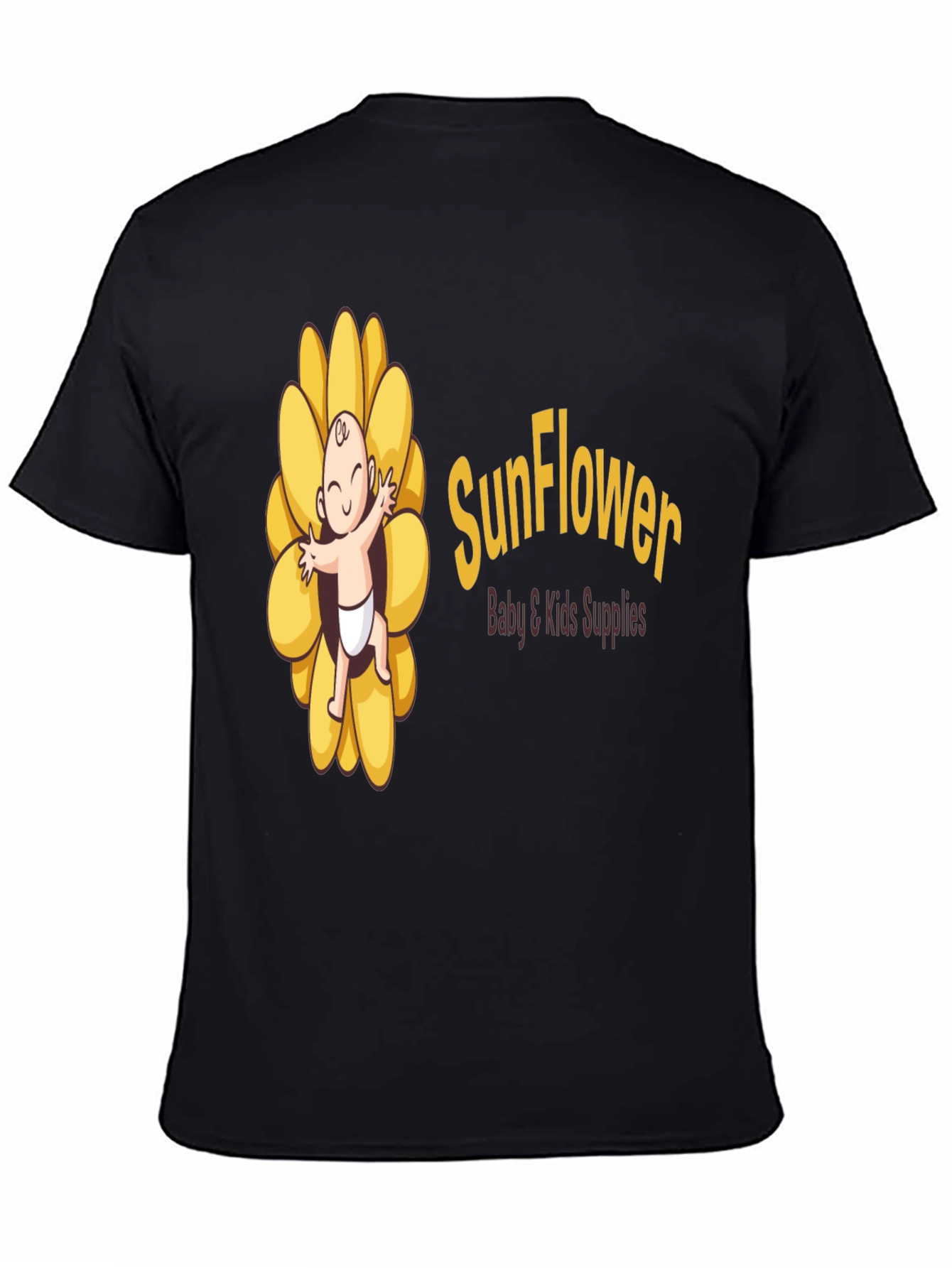 Black Sunflower Baby & Kids Supplies Black T-Shirt view 4