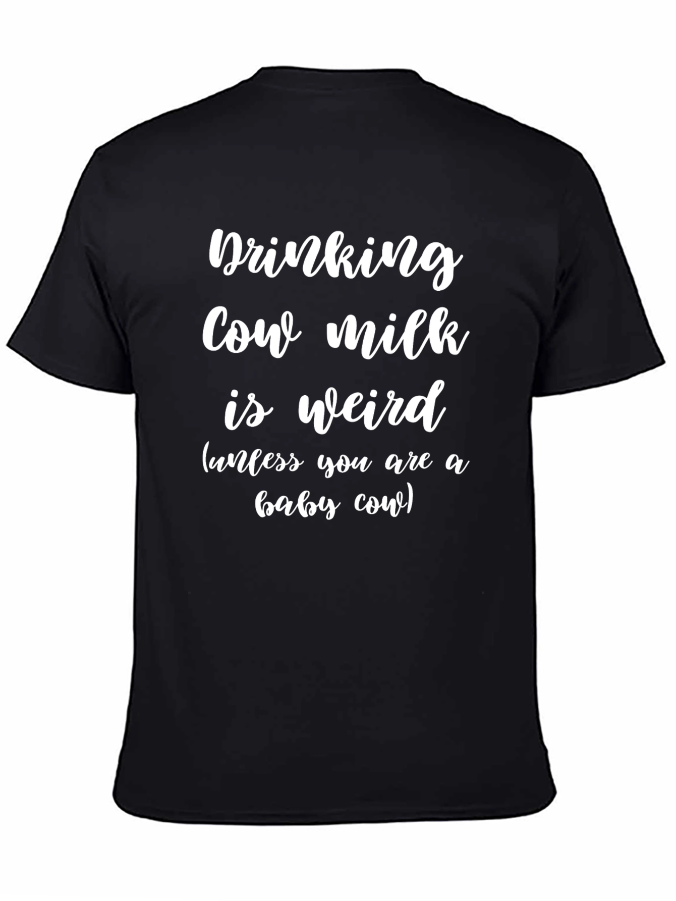 Black Funny Cow Milk T-Shirt - Drinking Cow Milk is Weird view 4