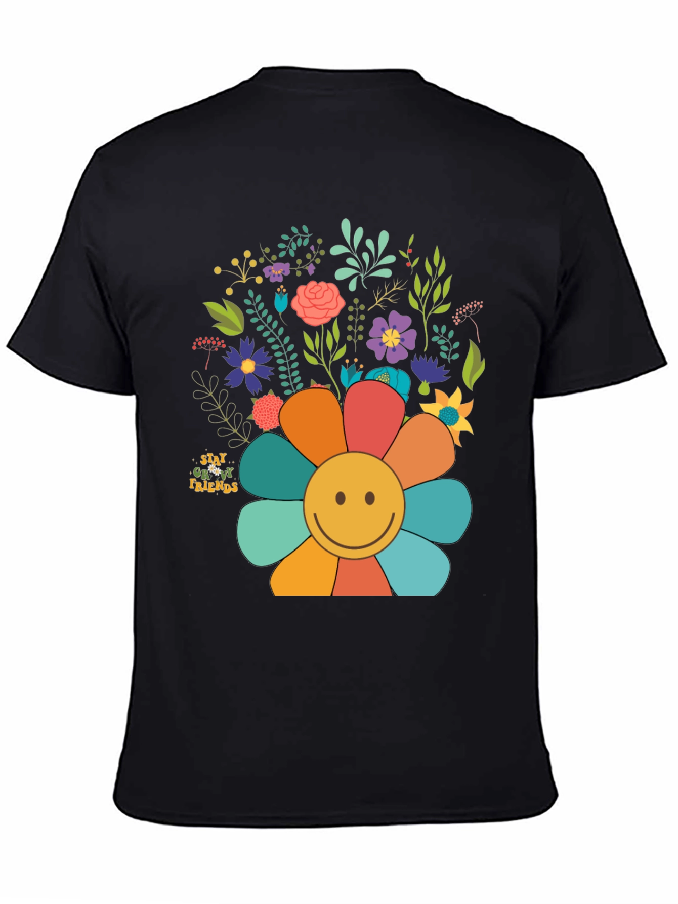 Black Groovy Flower Power Tee view 4