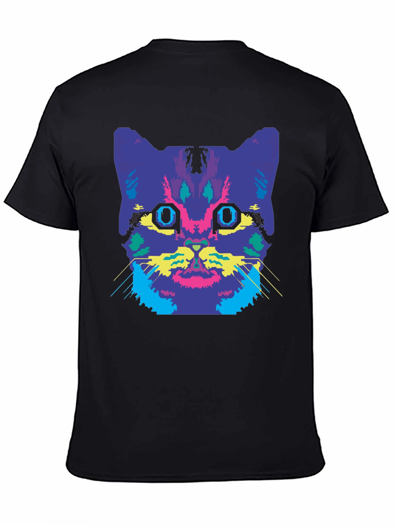 Black Vaporwave Cat Graphic Tee view 4