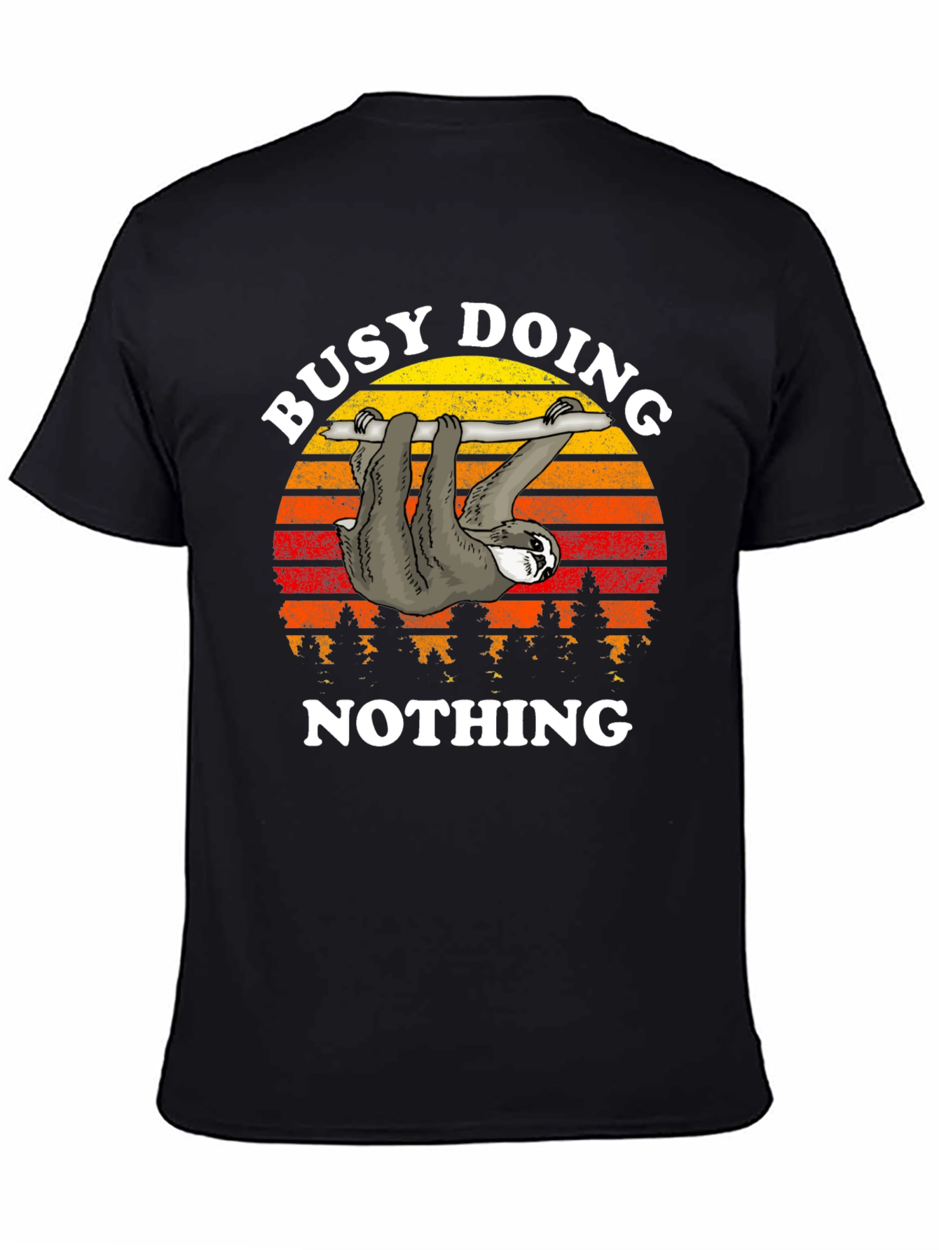 Black Busy Doing Nothing Sloth Graphic T-Shirt view 4
