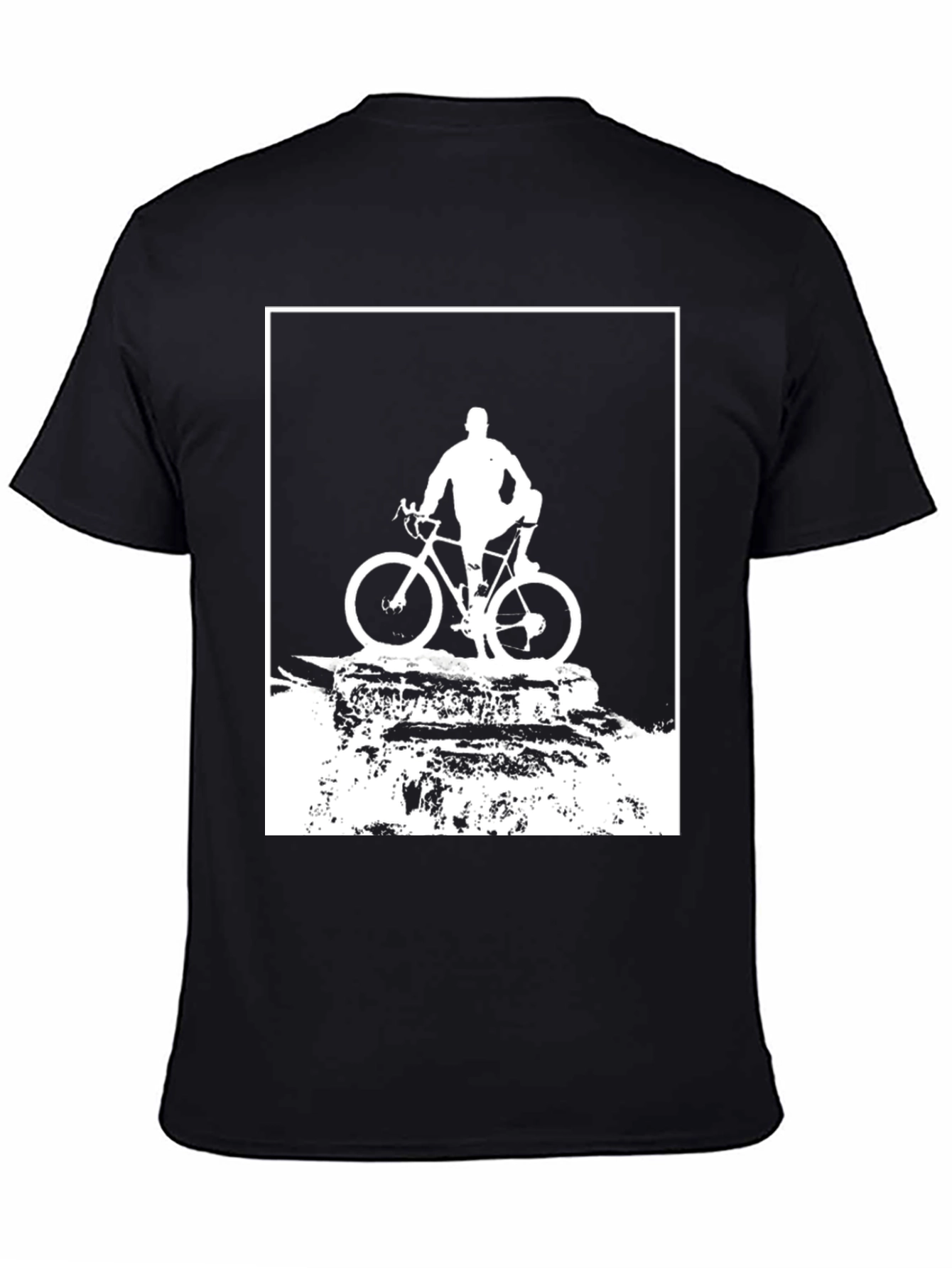 Black Cyclist Silhouette Graphic Tee - Black Cotton Blend view 4