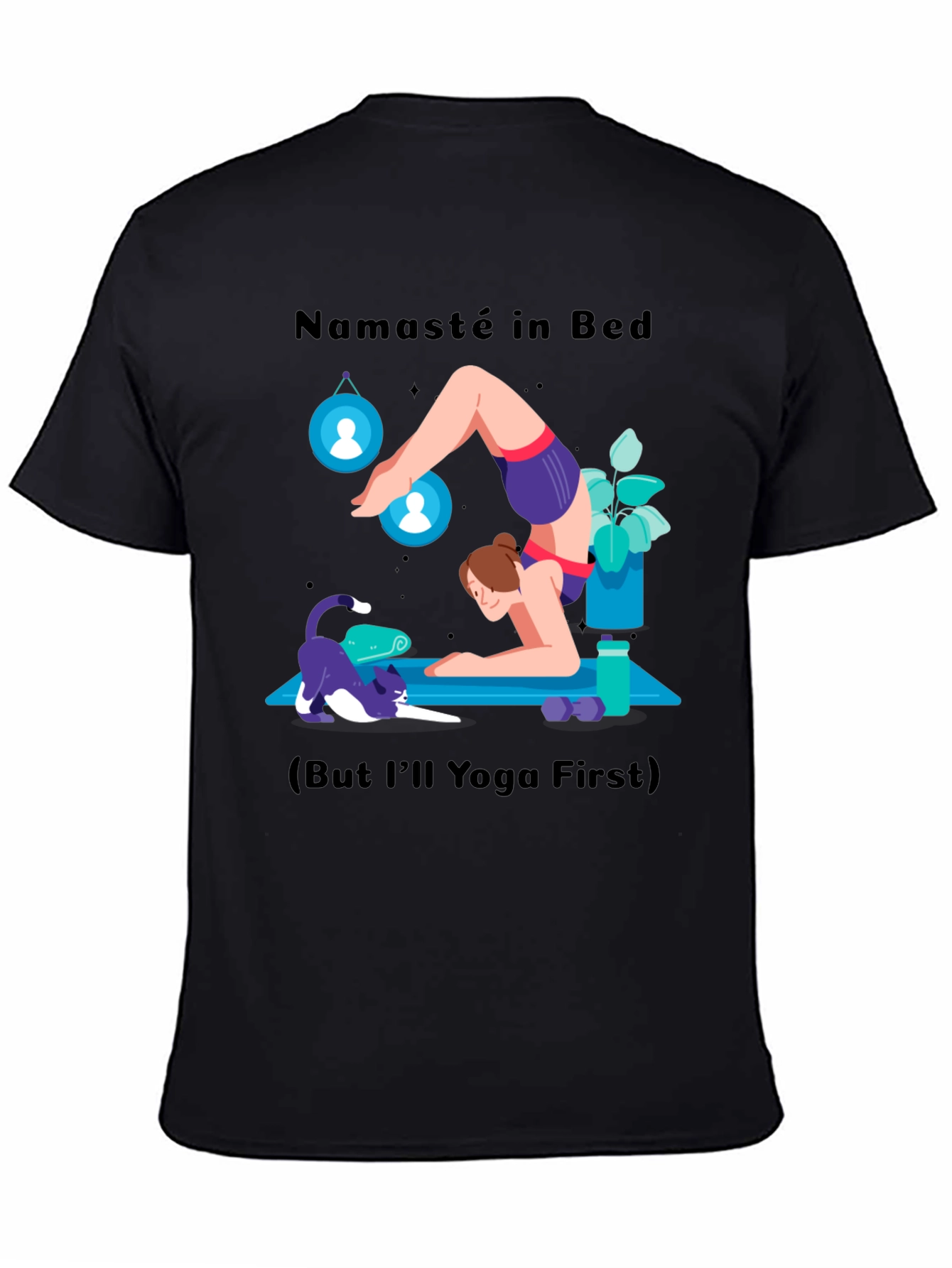 Black Namaste in Bed Yoga Graphic Tee view 4