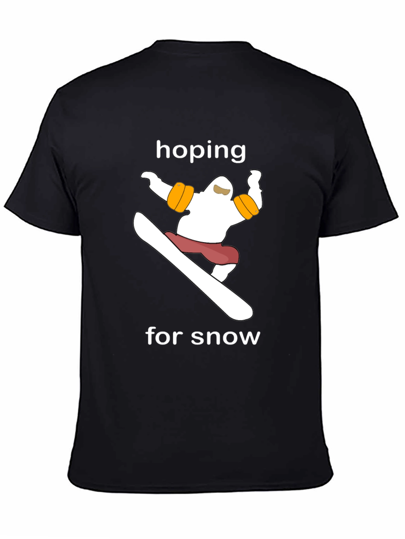Black Hoping for Snow T-Shirt - Snowboarder Graphic Tee view 4