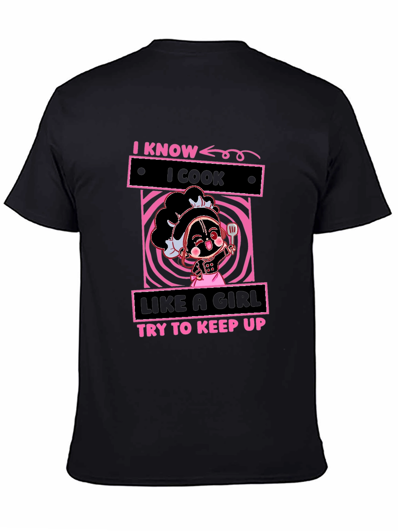 Black I Know I Cook Like A Girl T-Shirt view 4