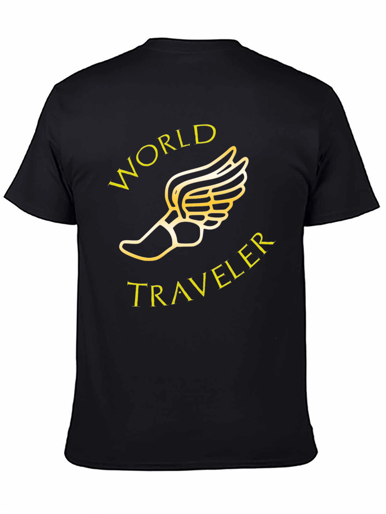 Black World Traveler Black T-Shirt with Winged Foot Graphic view 4