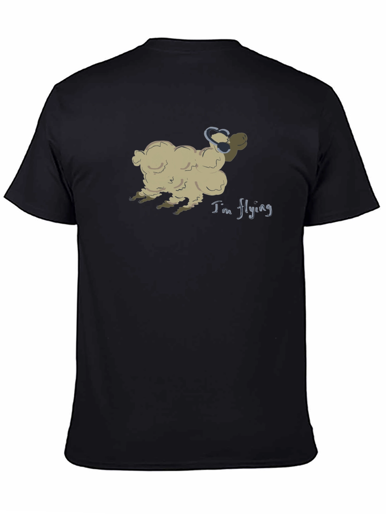 Black Flying Sheep T-Shirt - Soft Cotton Tee view 4