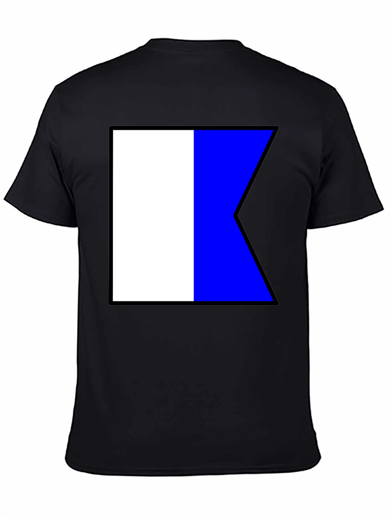 Black Nautical Flag K Black T-Shirt - Maritime Signal Tee view 4