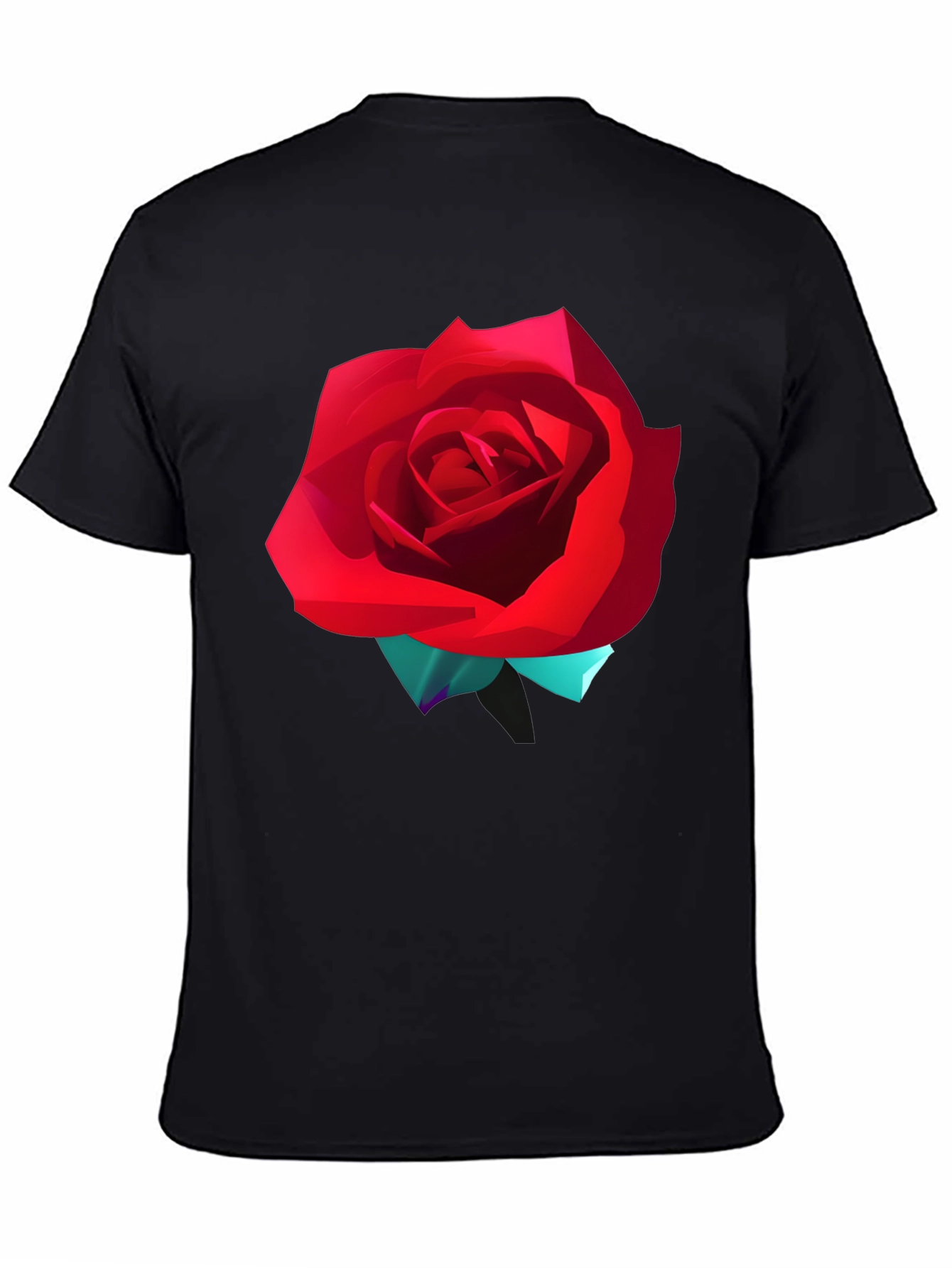 Black Bold Red Rose Graphic T-Shirt view 4