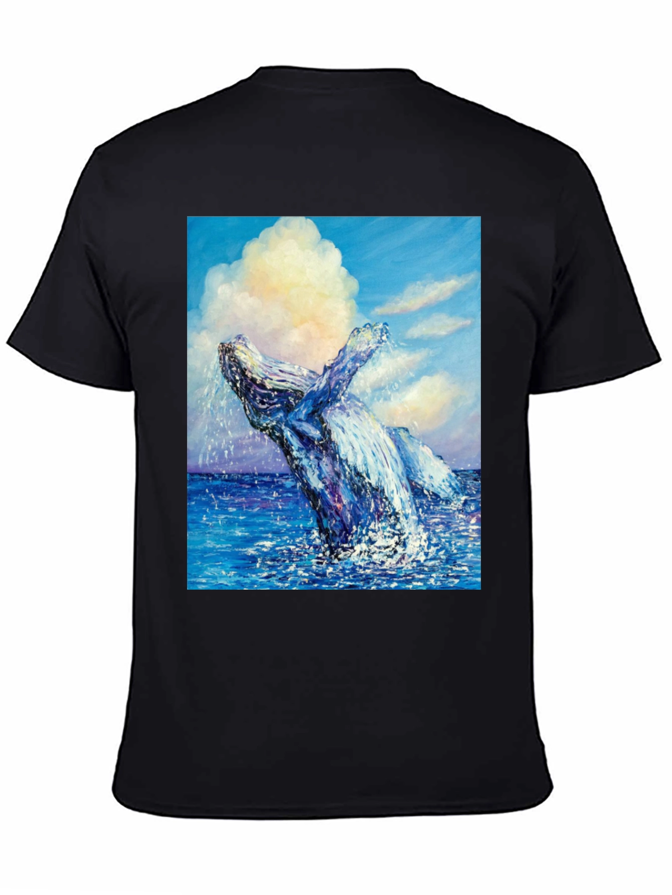 Black Whale Painting T-Shirt - Ocean Art view 4