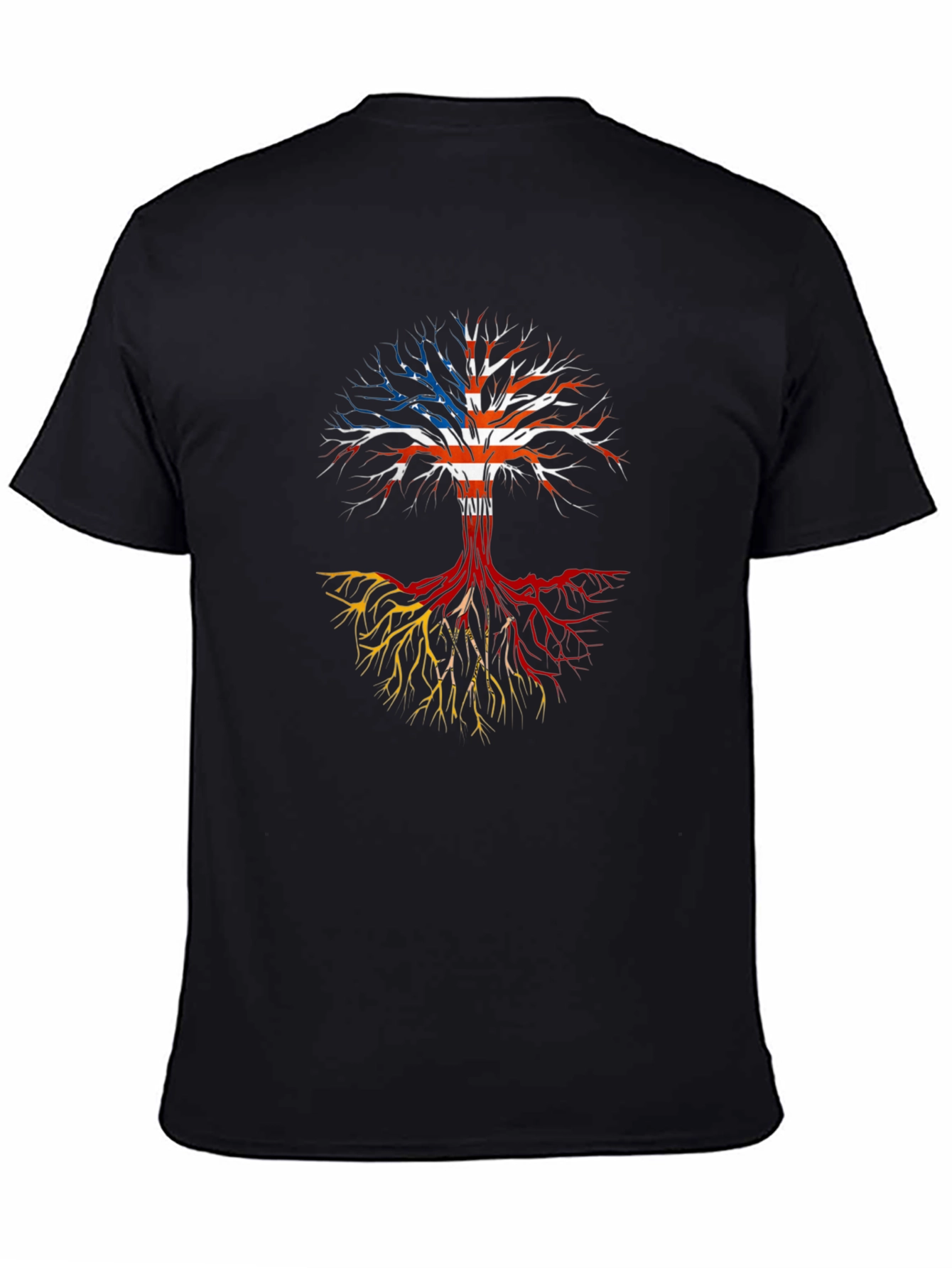 Black Roots Tee: USA Flag Tree Design view 4