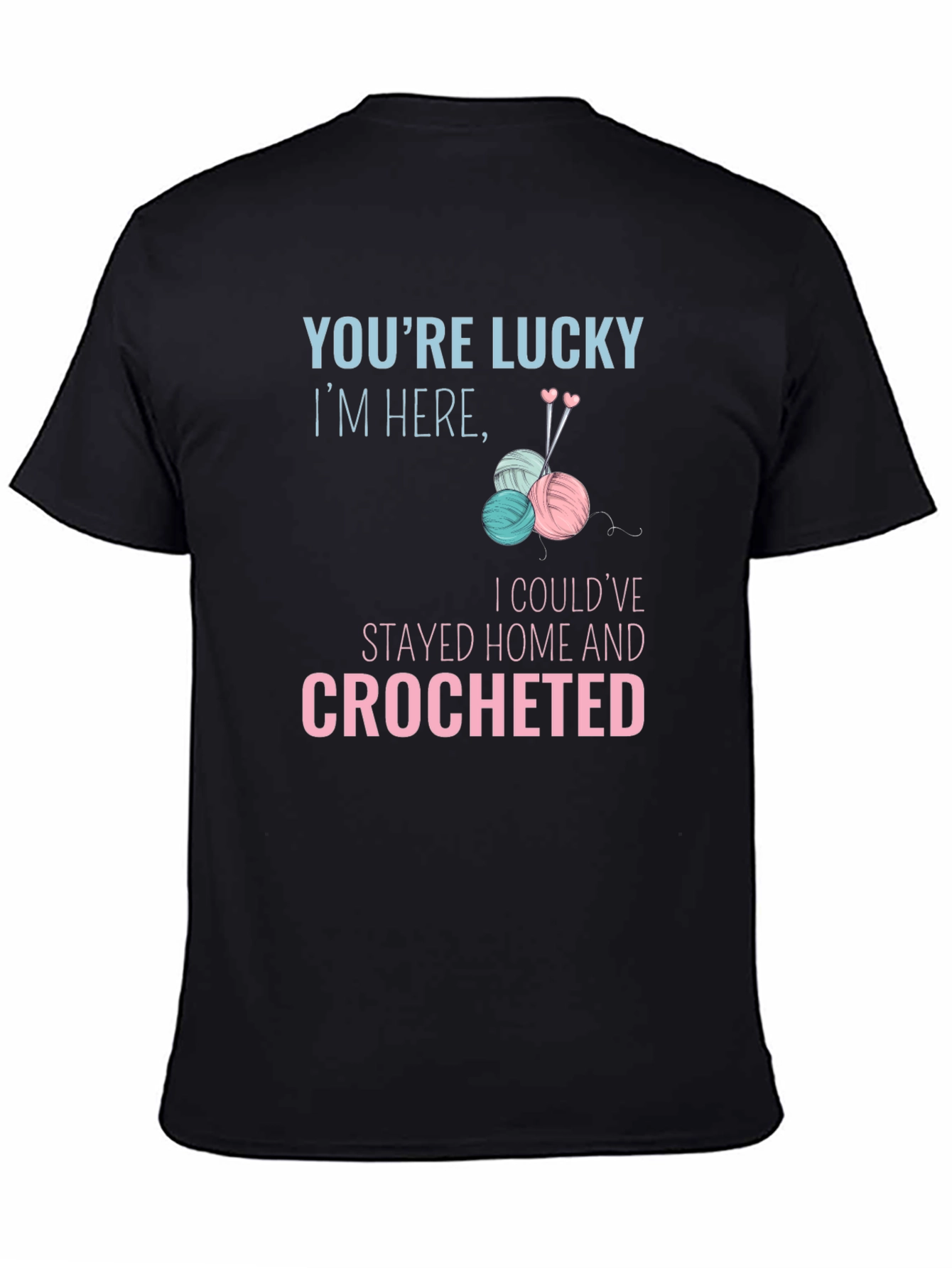 Black Lucky Crochet T-Shirt - Stay Home & Crochet view 4