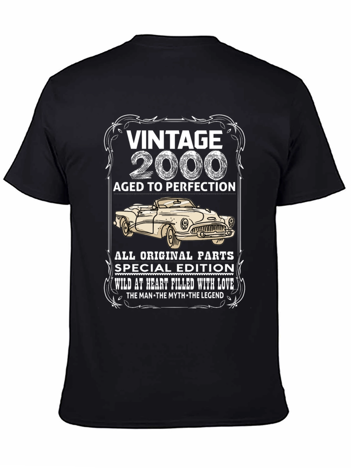 Black Vintage 2000 Aged to Perfection T-Shirt view 4