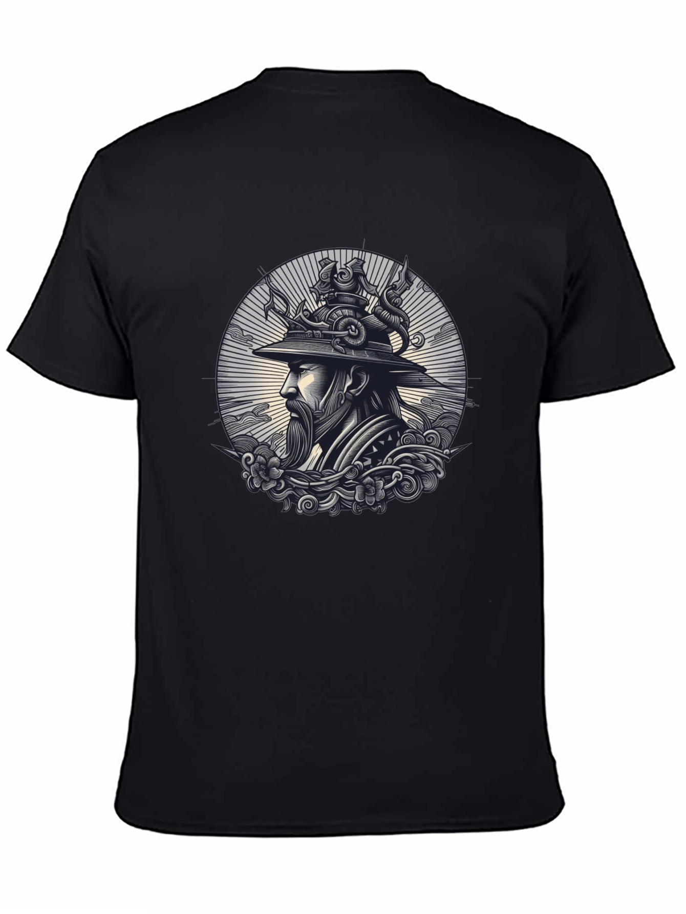 Black Samurai Graphic Print Black T-Shirt view 4