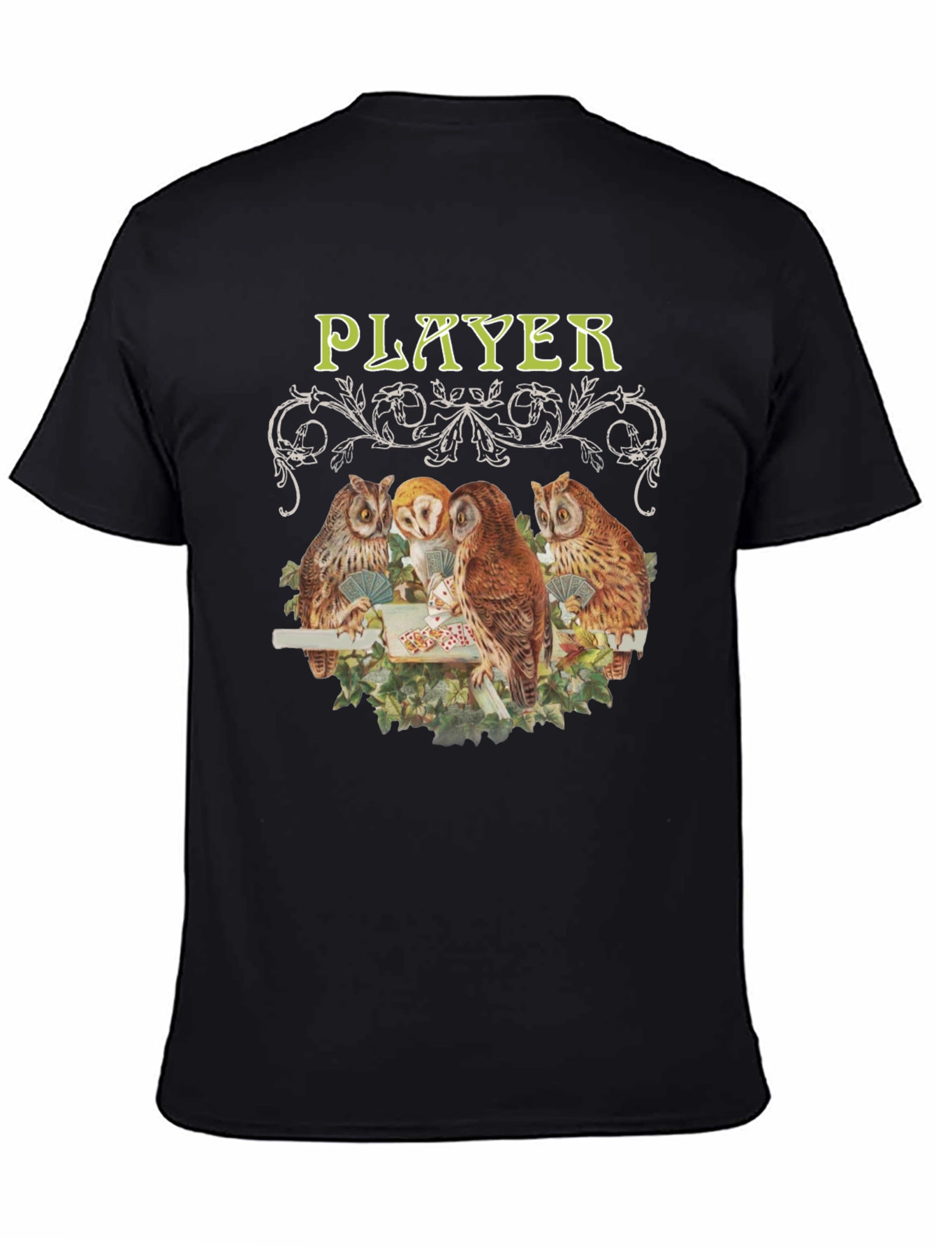 Black Owl Player Graphic Tee - Novelty Design view 4