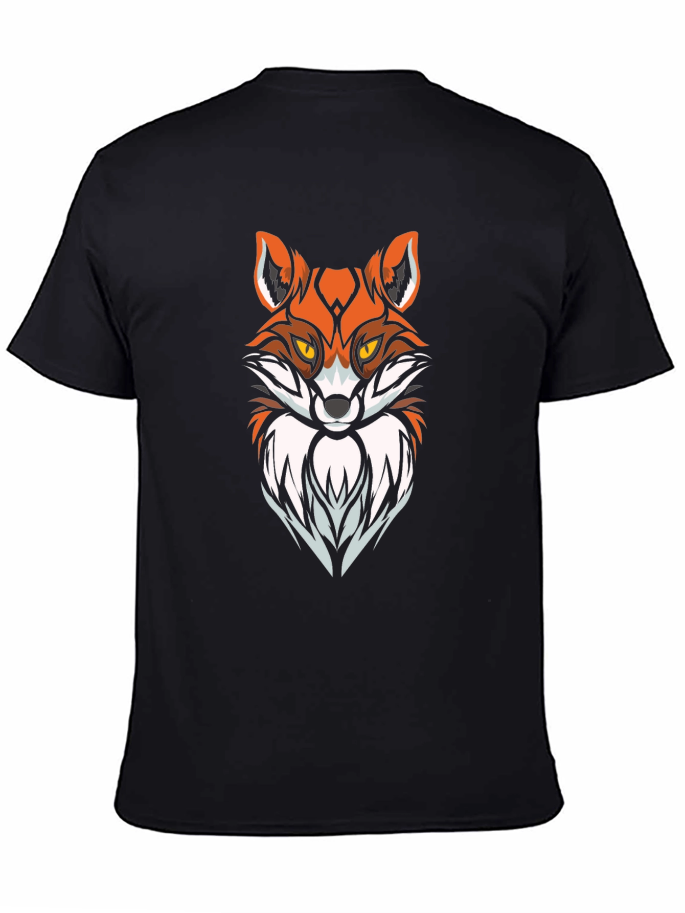Black Cool Fox Graphic Print Black T-Shirt view 4