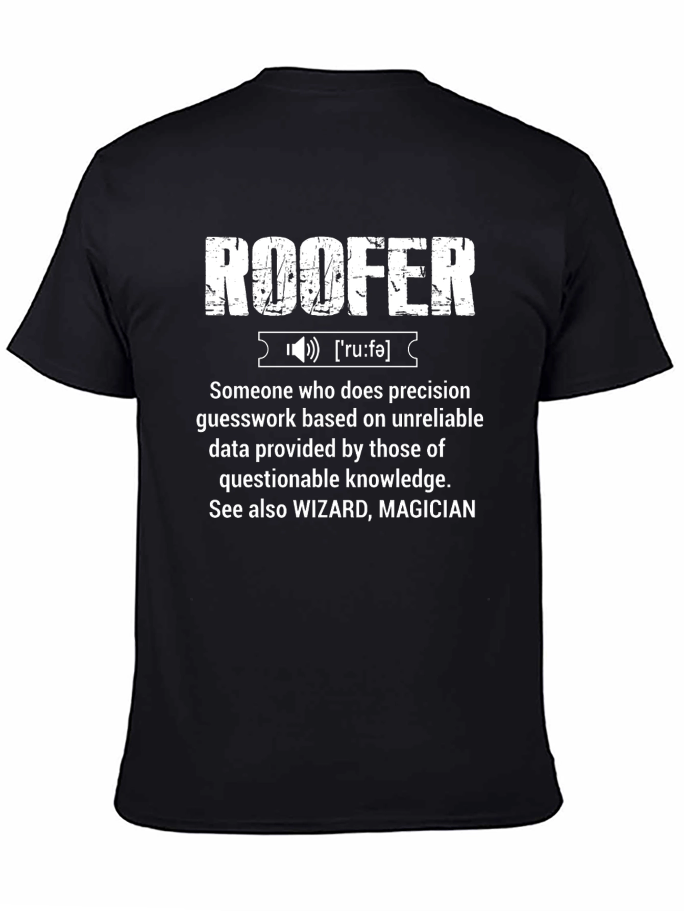 Black Roofer Definition Graphic T-Shirt view 4