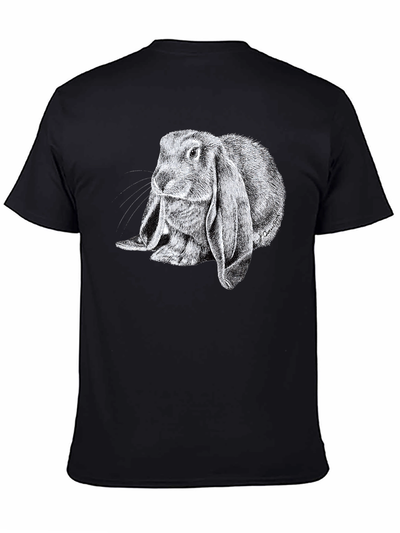 Black Rabbit Graphic Tee - Soft Black Cotton T-Shirt view 4