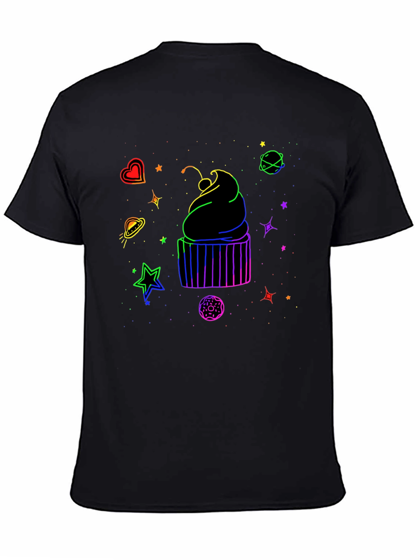Black Cosmic Cupcake Graphic T-Shirt - Black view 4