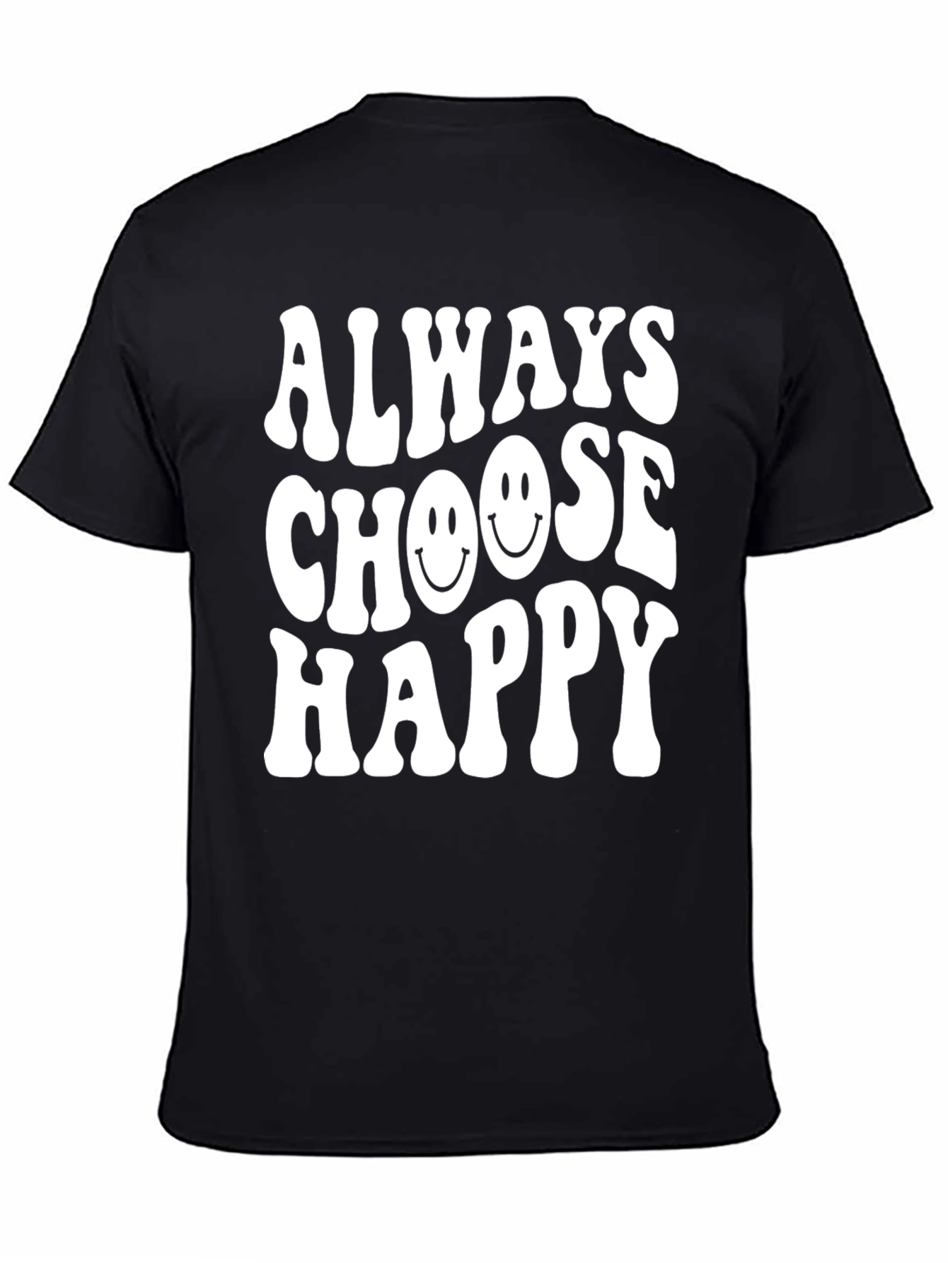 Black Always Choose Happy Graphic Tee - Black view 4