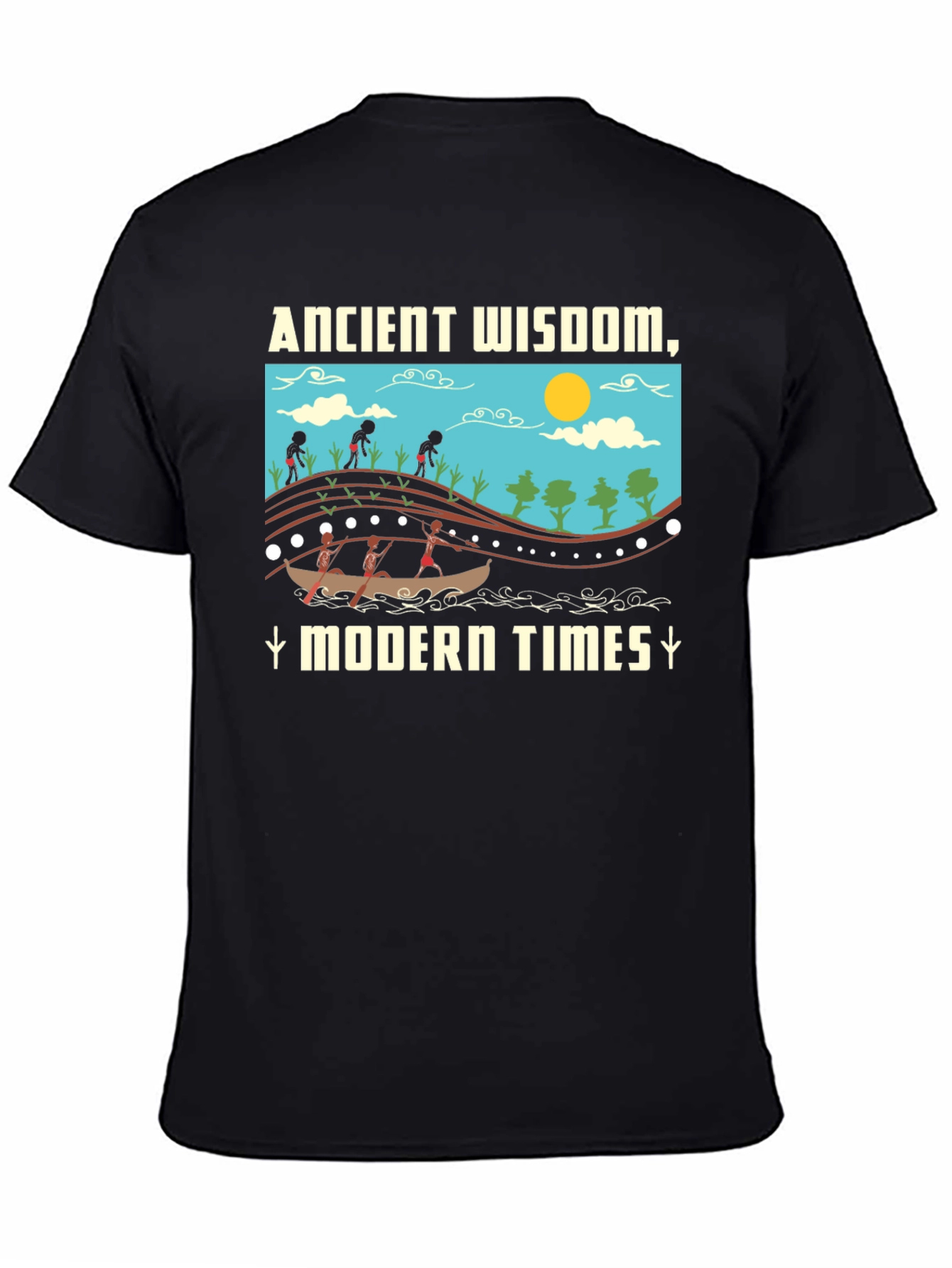 Black Ancient Wisdom Modern Times T-Shirt Black view 4