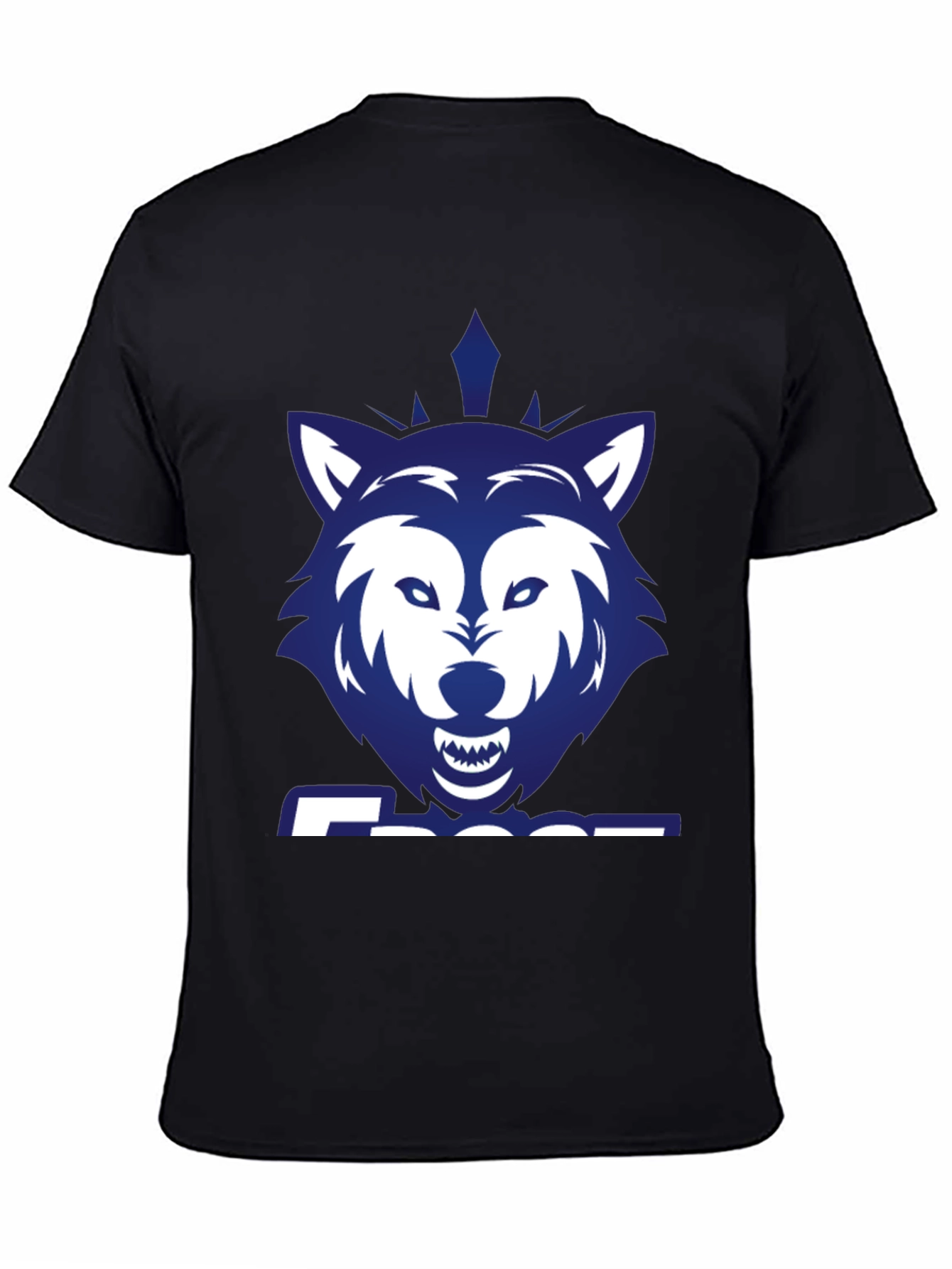 Black Blue Wolf Graphic Print Black T-Shirt view 4