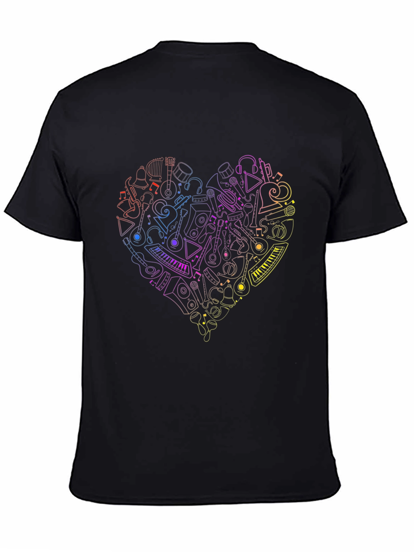 Black Musical Heart Graphic T-Shirt - Black view 4