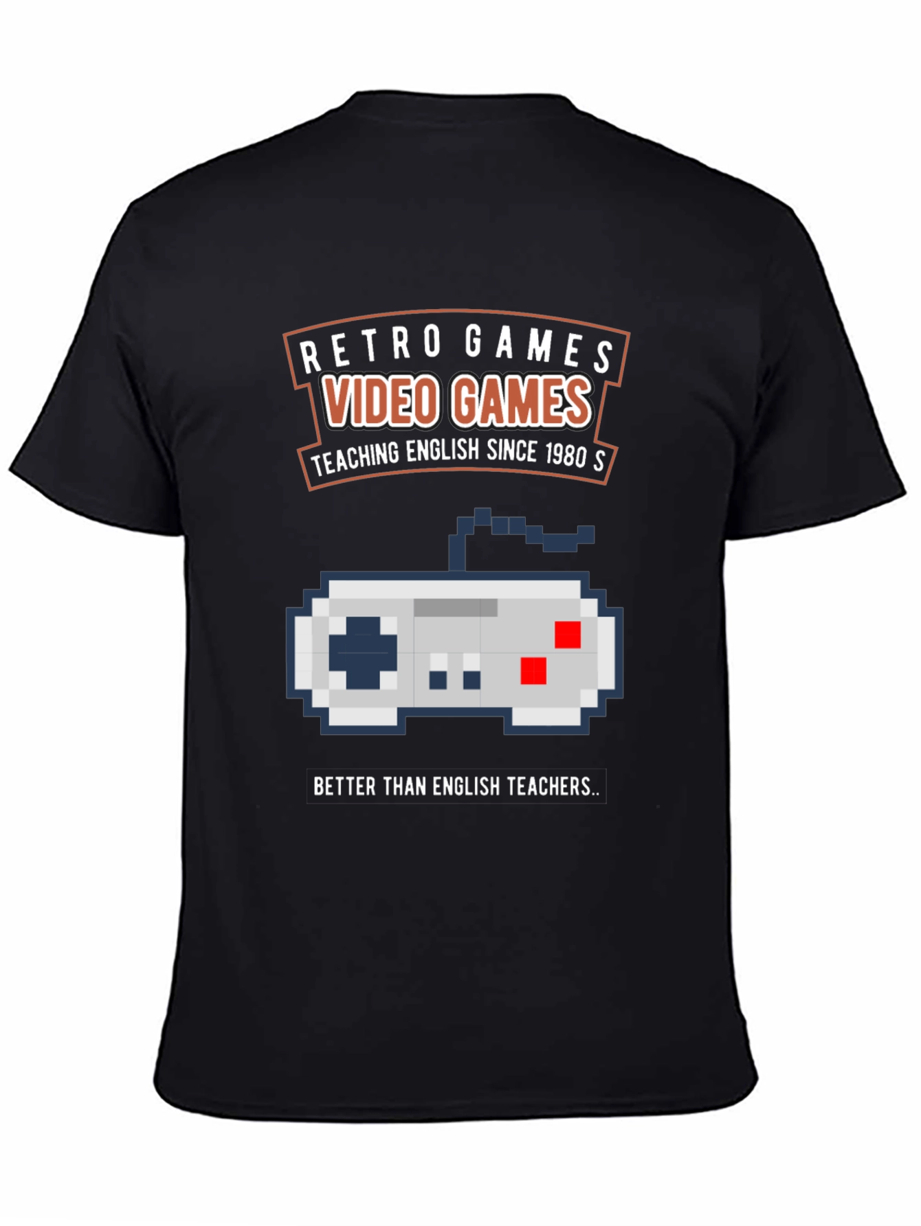 Black Retro Video Games T-Shirt - English Teacher view 4