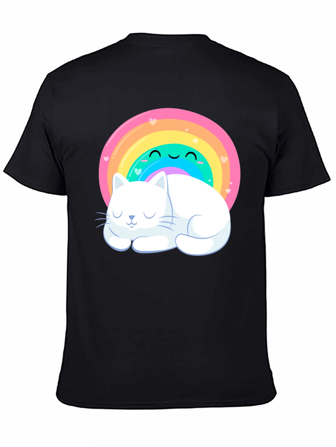 Black Cute Rainbow Cat T-Shirt view 4