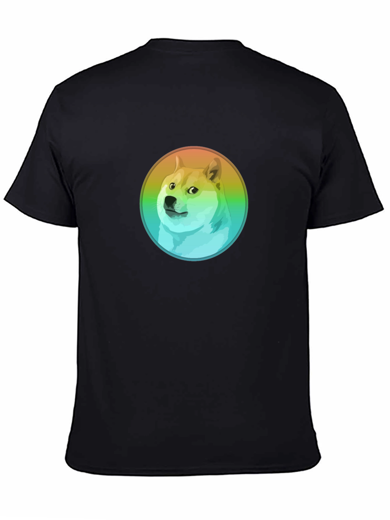 Black Doge Rainbow Circle Graphic Black T-Shirt view 4
