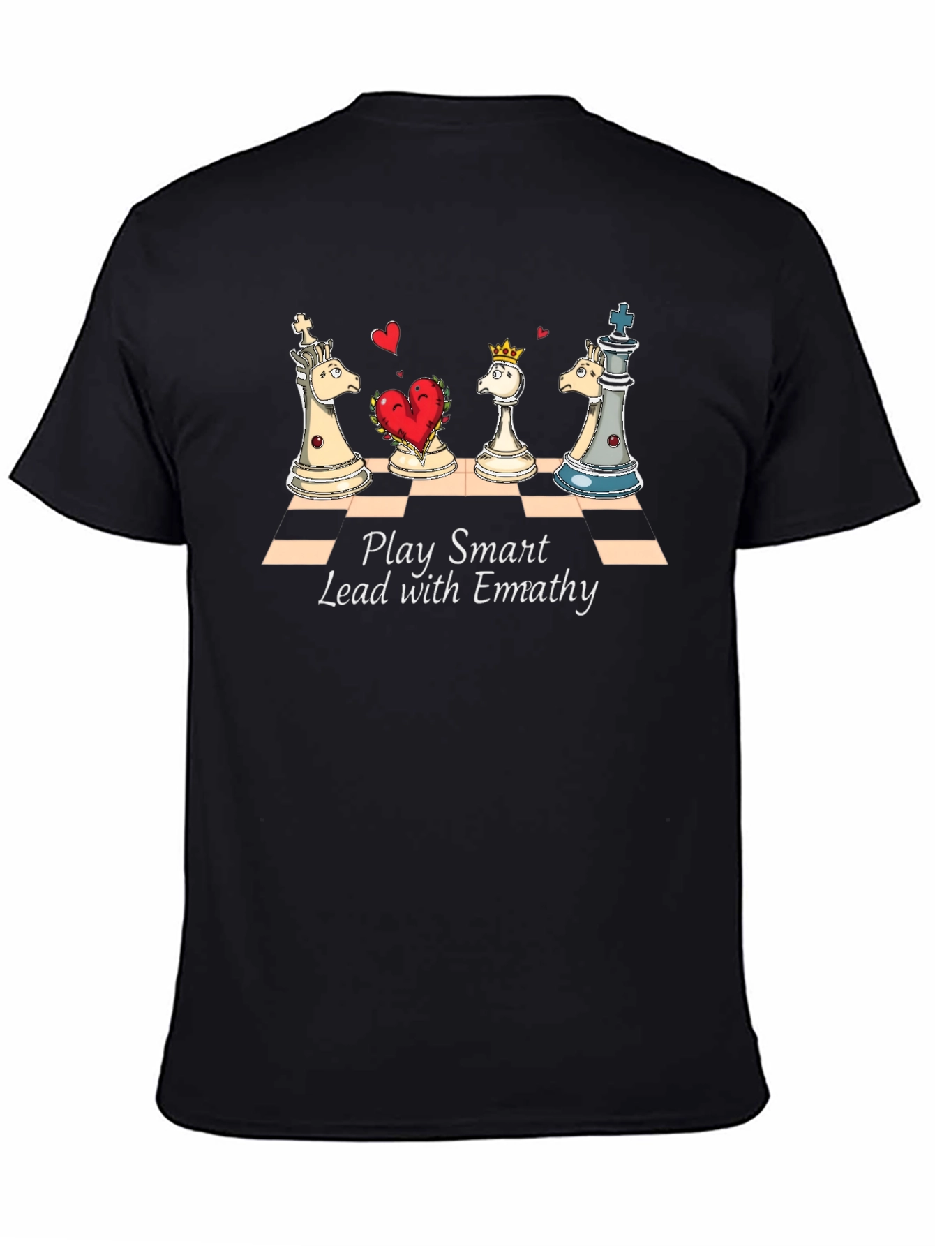 Black Chess Empathy Graphic Tee - Play Smart Lead With Empathy view 4