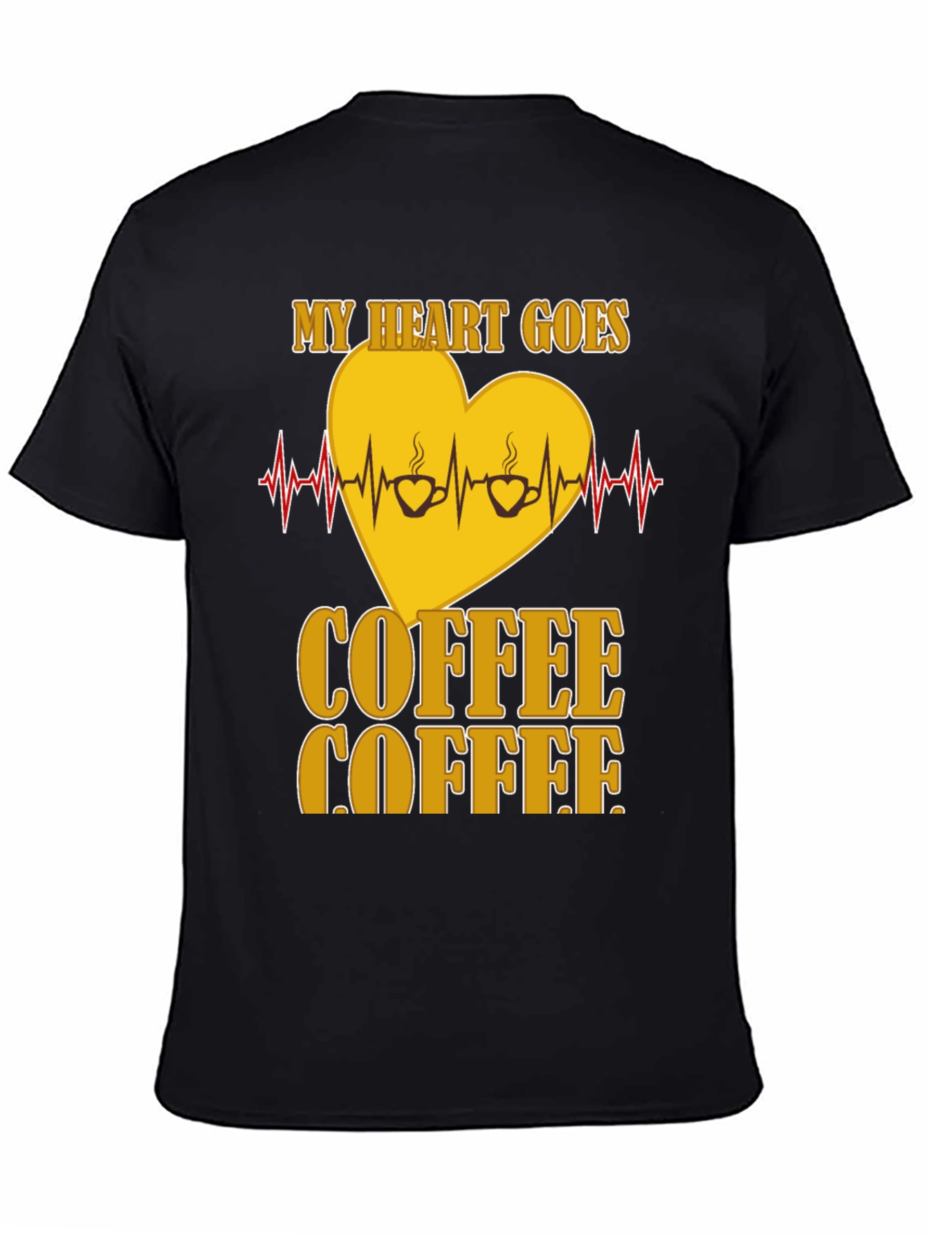 Black Coffee Lover's Heartbeat T-Shirt view 4