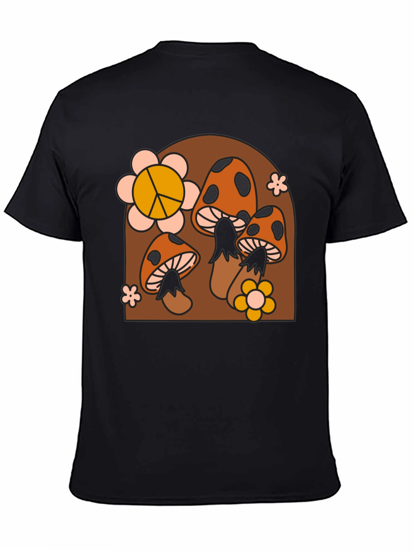 Black Retro Mushroom T-Shirt view 4