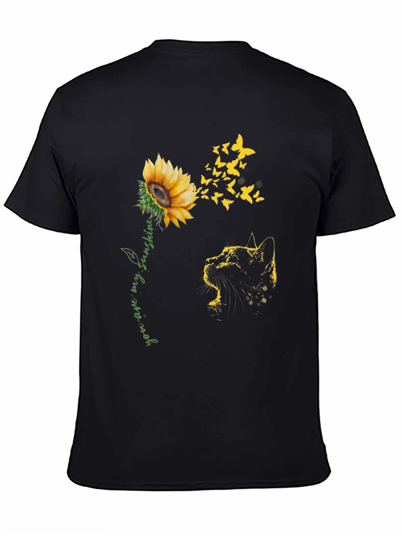 Black Sunflower Cat Graphic Tee - "You Are My Sunshine" view 4