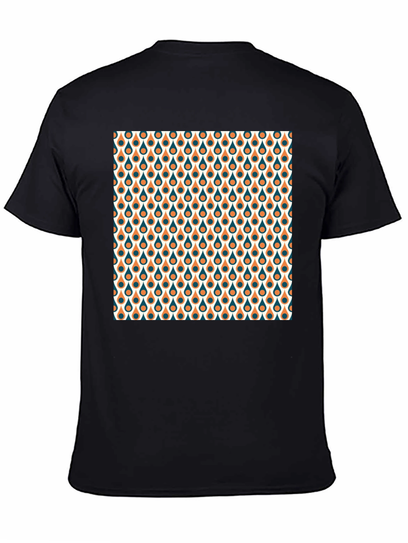 Black Retro Teardrop Pattern Black T-Shirt view 4