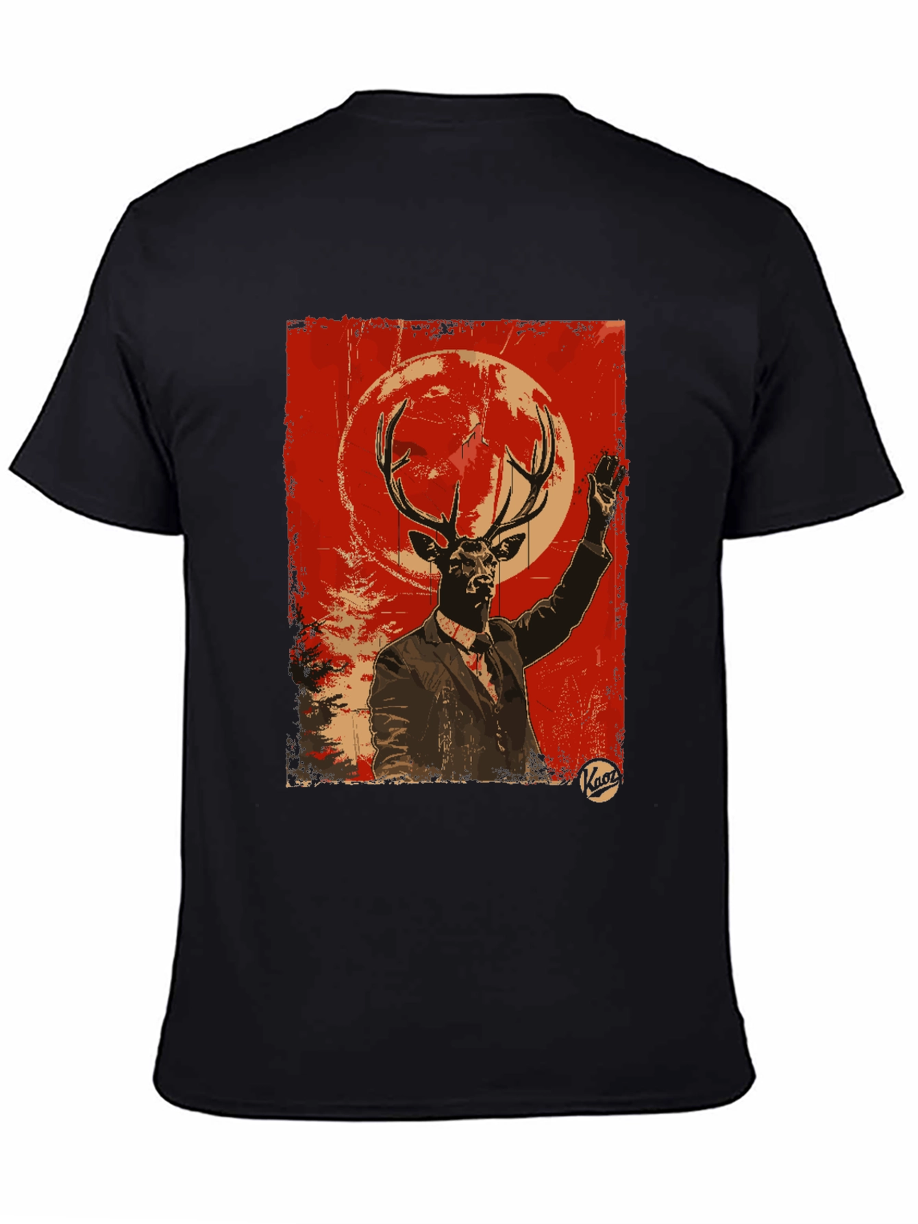Black Deer Man Graphic Tee - Unique Animal Art T-Shirt view 4