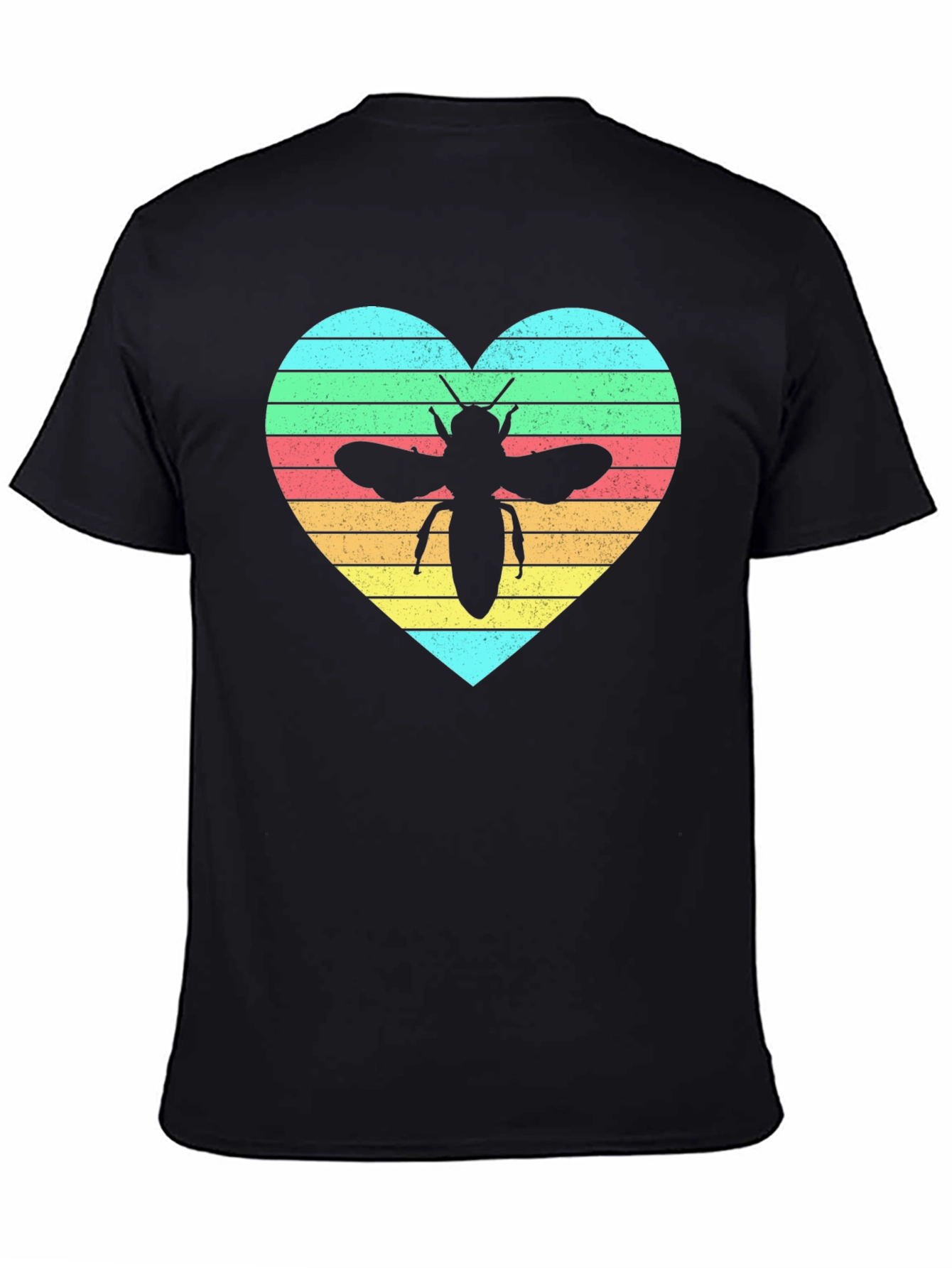 Black Bee Heart T-Shirt - Black, Short Sleeve, Graphic Tee view 4