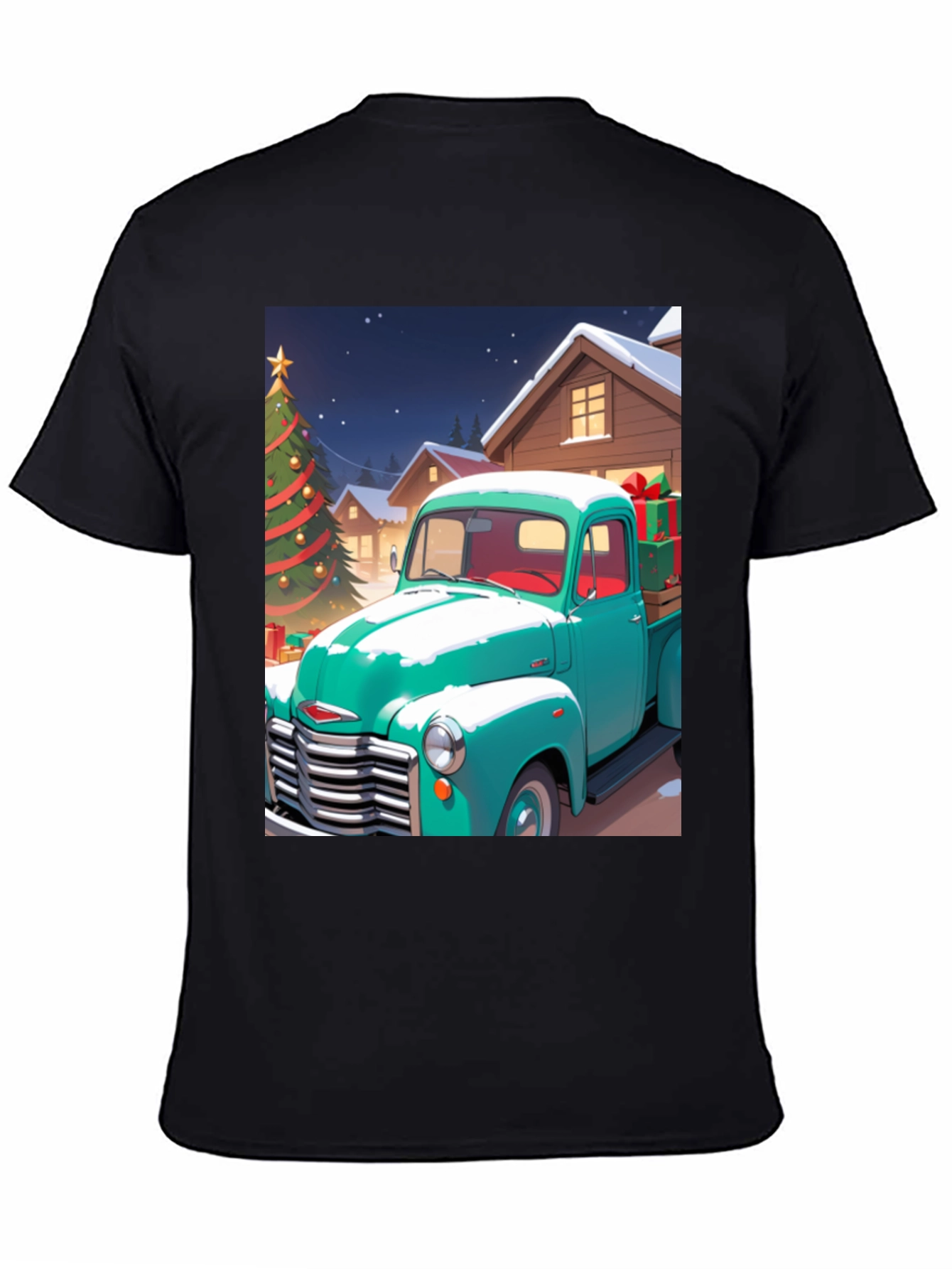 Black Christmas Truck Graphic Tee view 4
