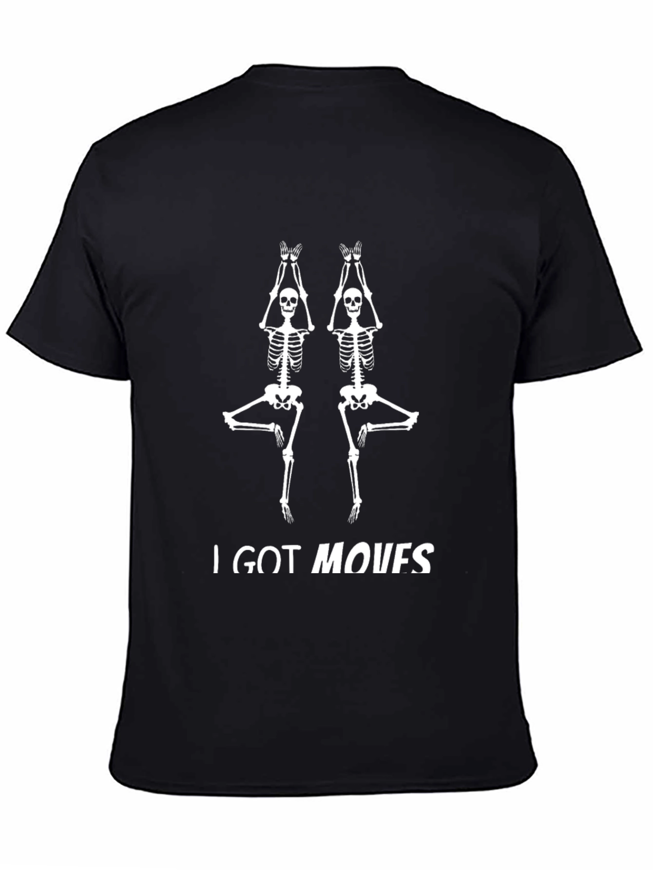 Black Skeleton Yoga Moves Graphic Tee - Black T-Shirt view 4