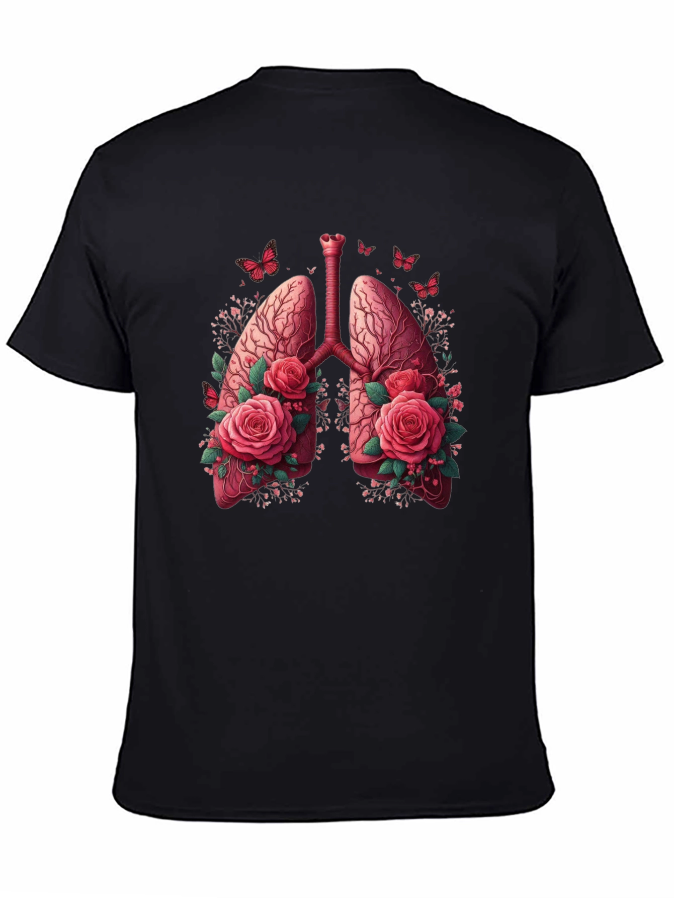 Black Floral Lung Anatomy Graphic Tee - Unisex view 4